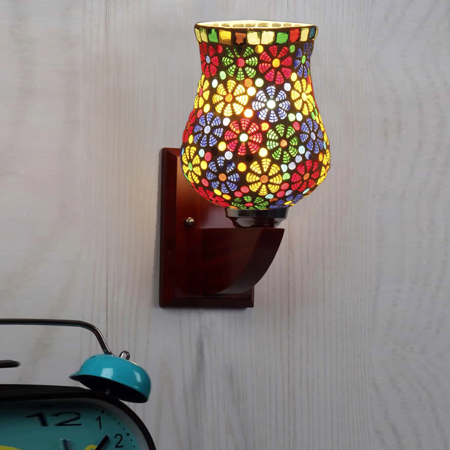 Devansh Solid Wood Electric Wall Light in Multi Colour with Multi Shade Count of 1 Light - Devansh