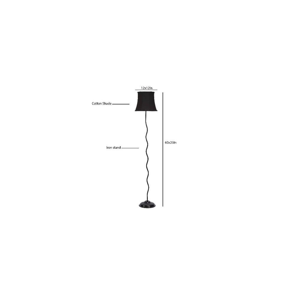 Brendan Black Fabric Floor Lamp with Black Iron Base
