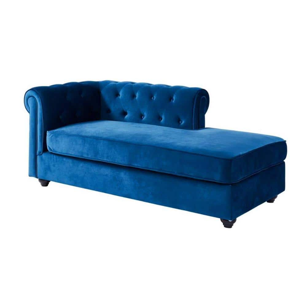 Ease Velvet Chaise Launger in Navy Blue Colour