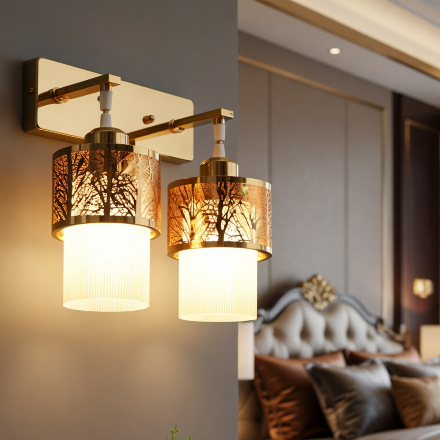 Eliante Modern Wall Lights Mild Steel & Glass Material Gold & White Finish