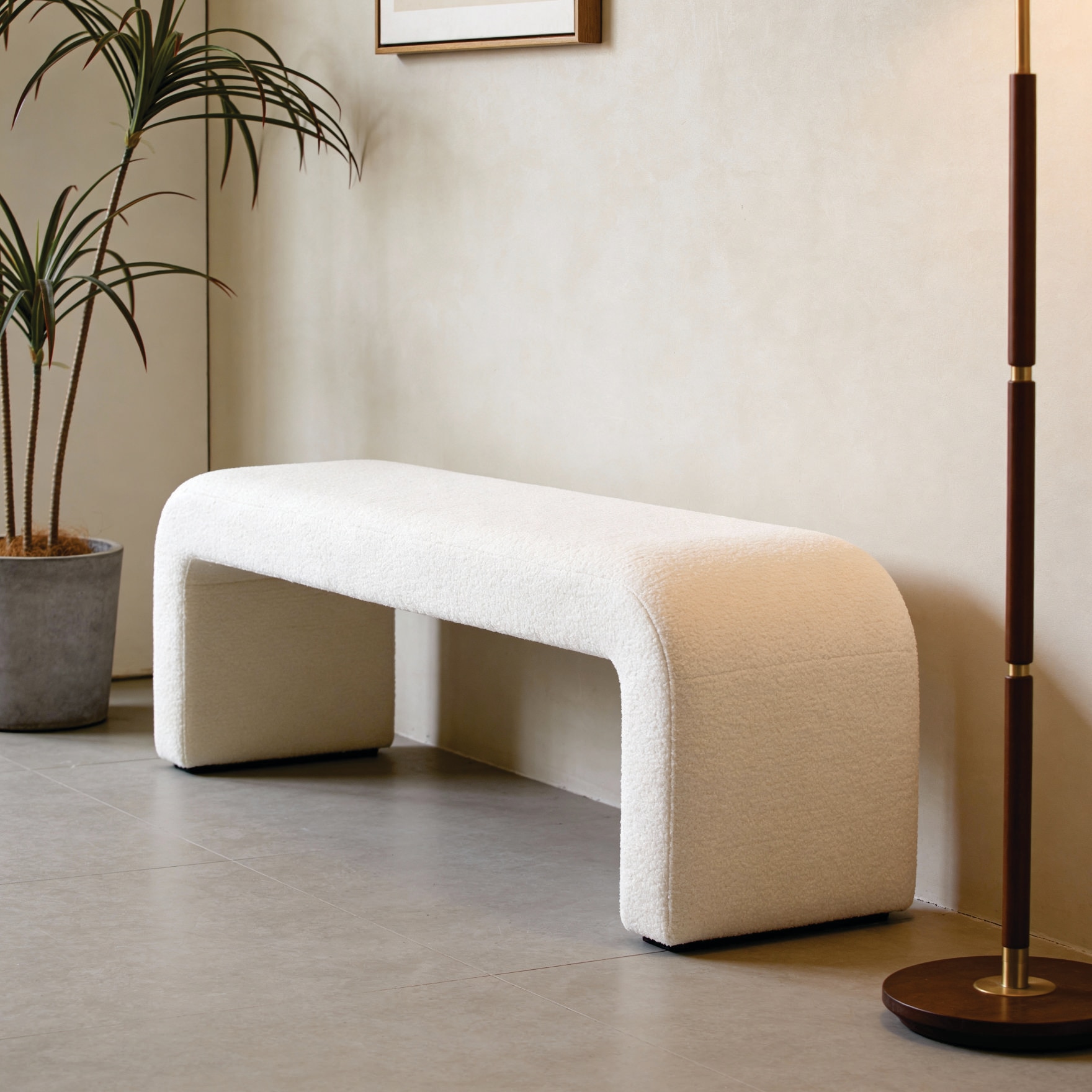 The Cozette Metal Bench in White Finish - Handicrafts Town