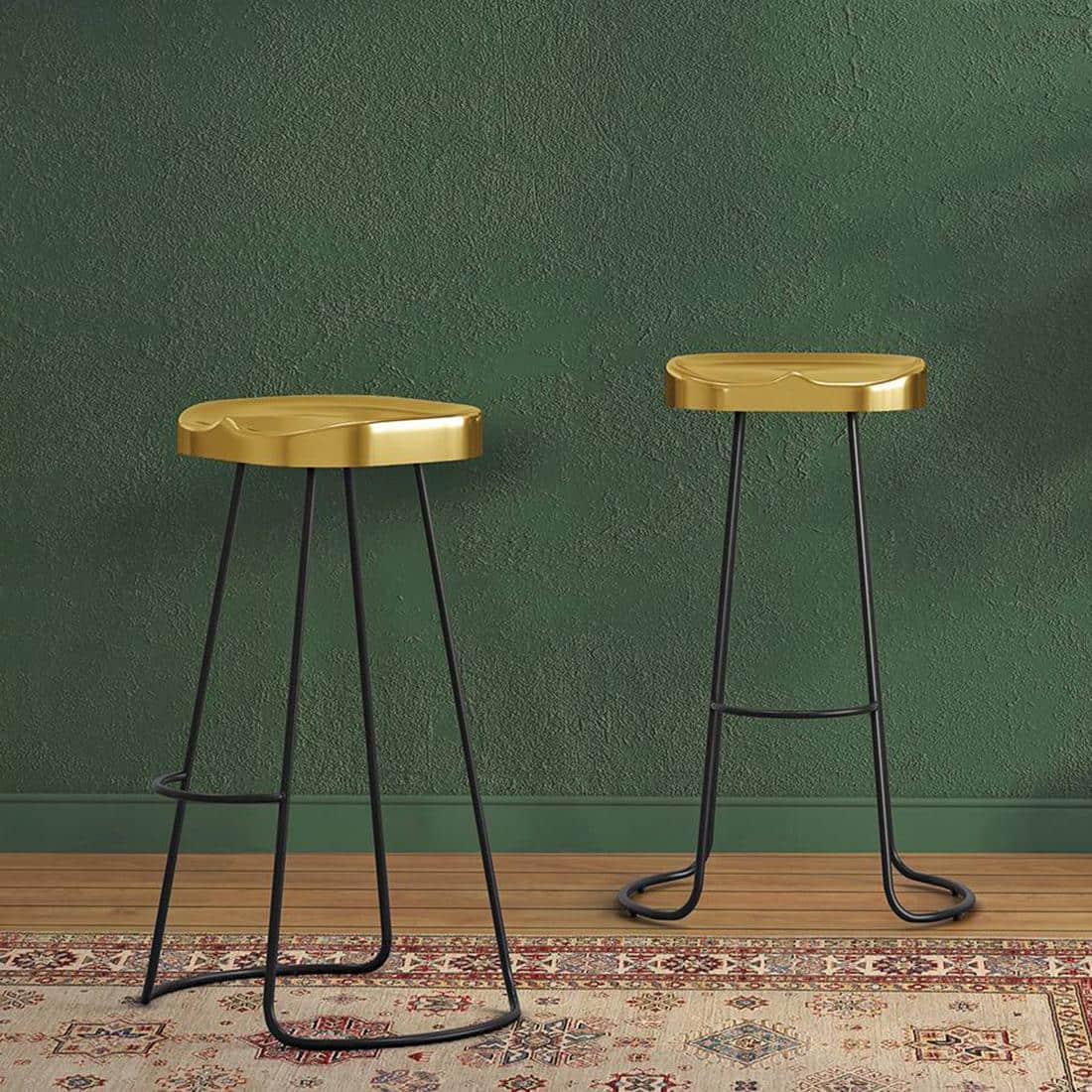 Sherman Metal Bar Stool in Brass Finish