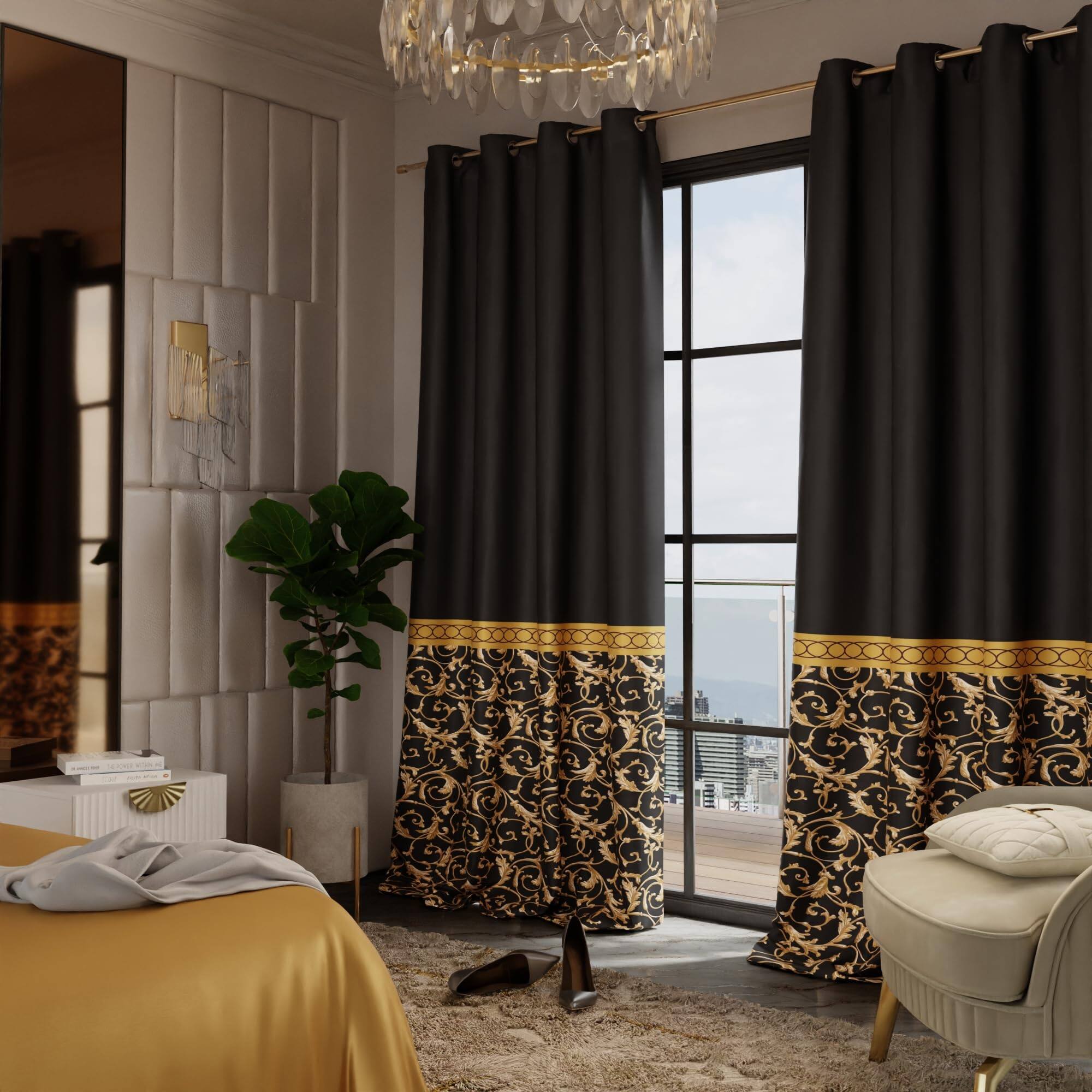 Stoa Paris Satin Long Door Curtains, Room Darkening Blackout Curtains - Pack of 2, Regal Slate - With Back Lining - Stoa Paris