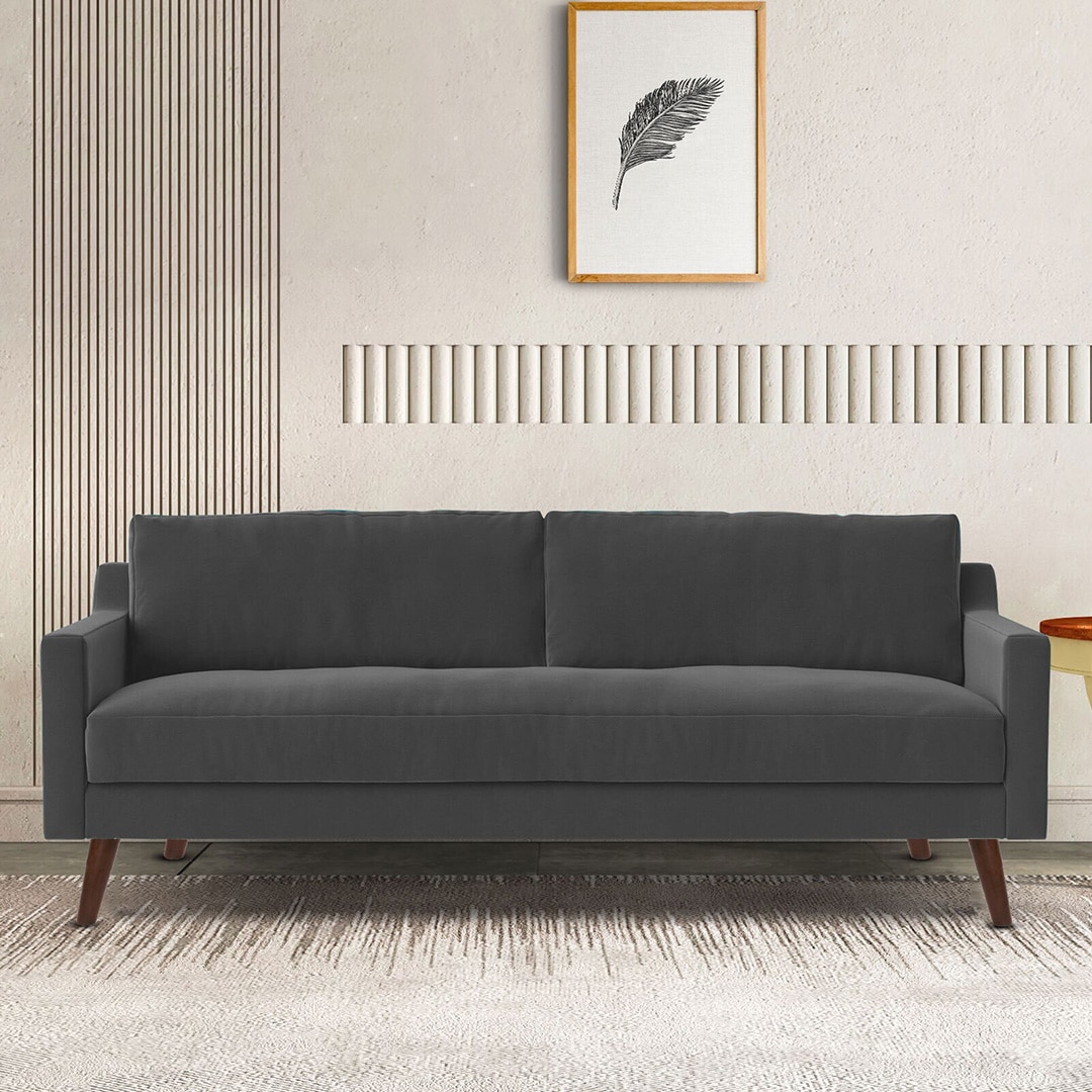 Reiti Velvet 3 Seater Sofa in Dark Grey Colour - Home Lifestylez
