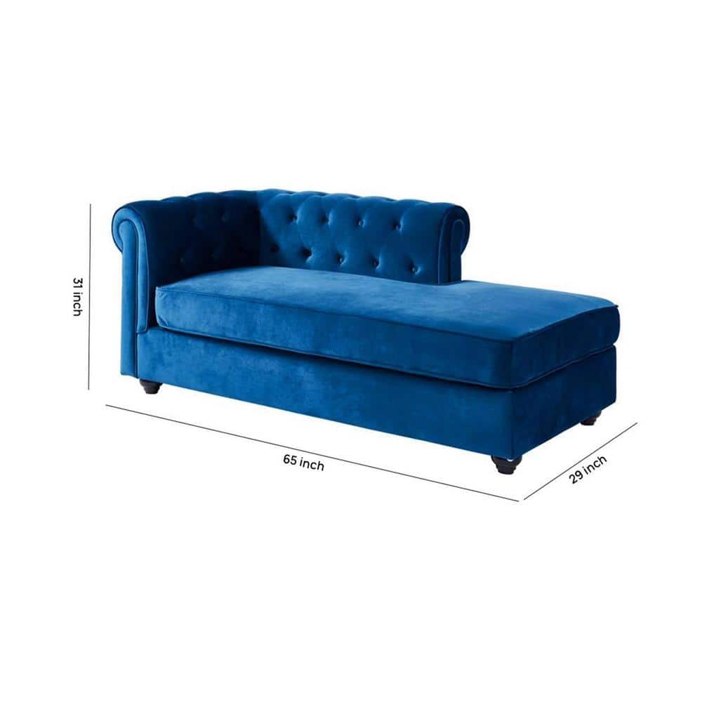 Ease Velvet Chaise Launger in Navy Blue Colour