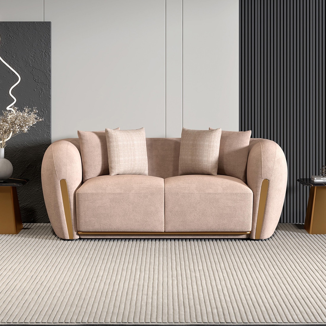 Rihanna 2 Seater Fabric Sofa in Ashen Beige Colour - Durian