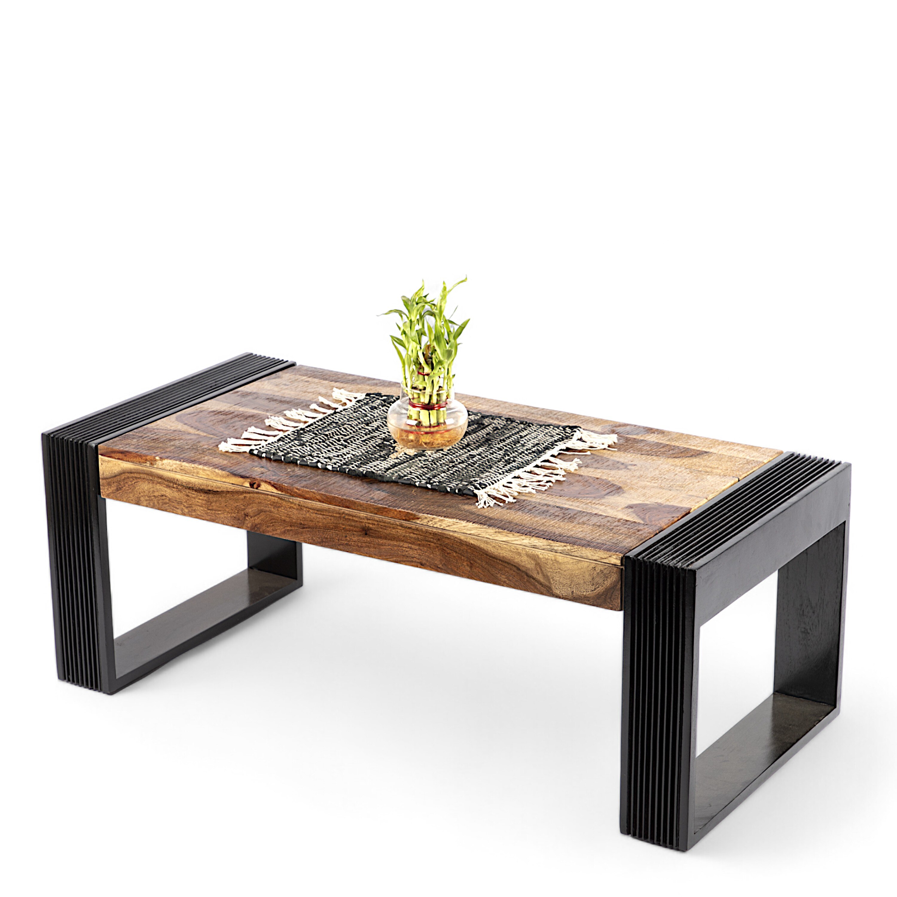 Hudson Sheesham Wood Coffee Table In Natural Rustic Wood Finish