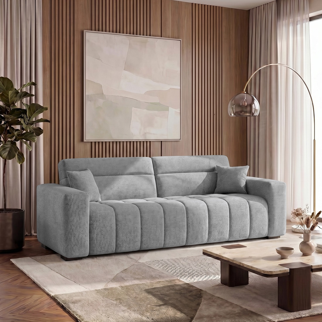 Basso 3 seater Sofa in Granite Weave - Urban Ladder