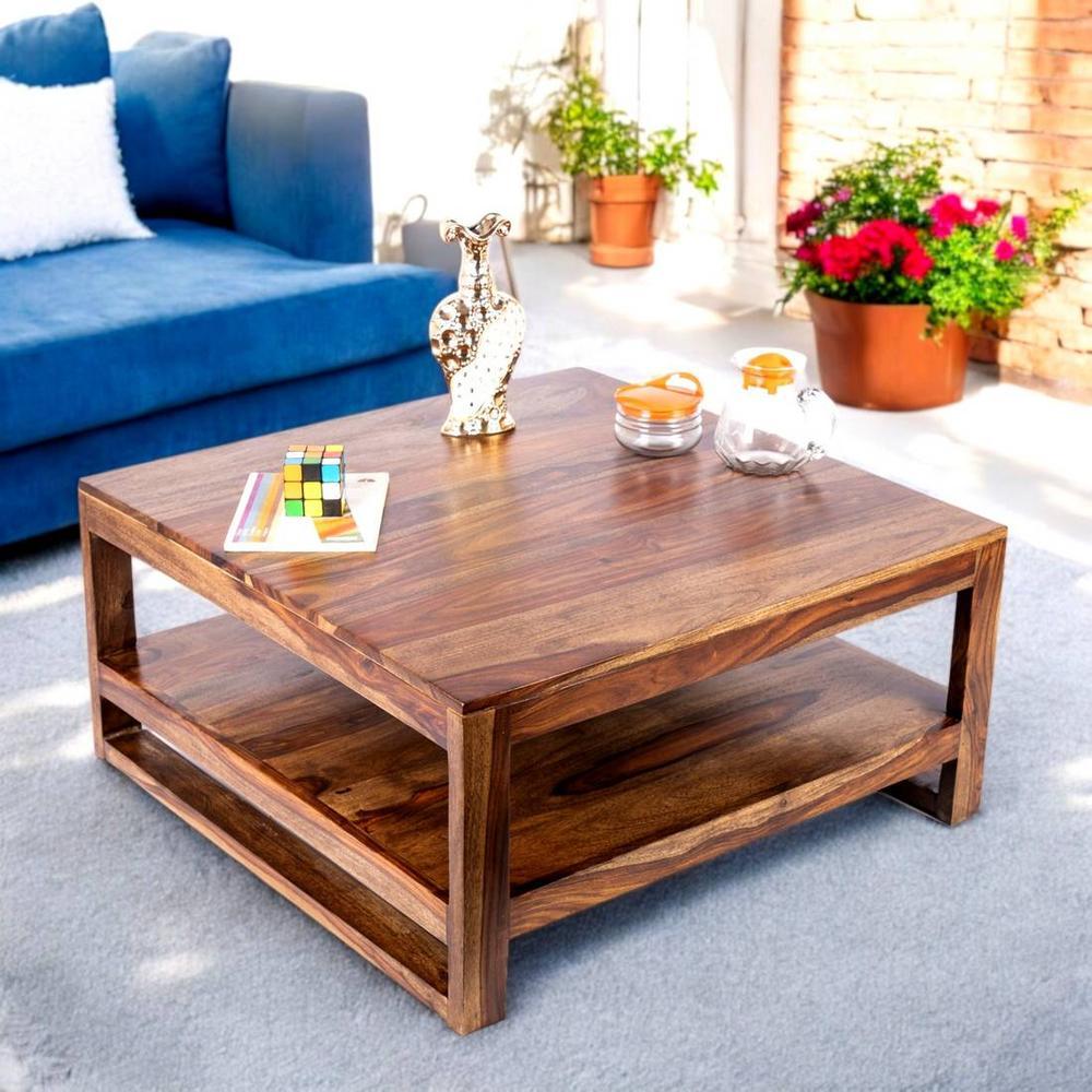 Turin Sheesham Wood Coffee Table In Teak Finish