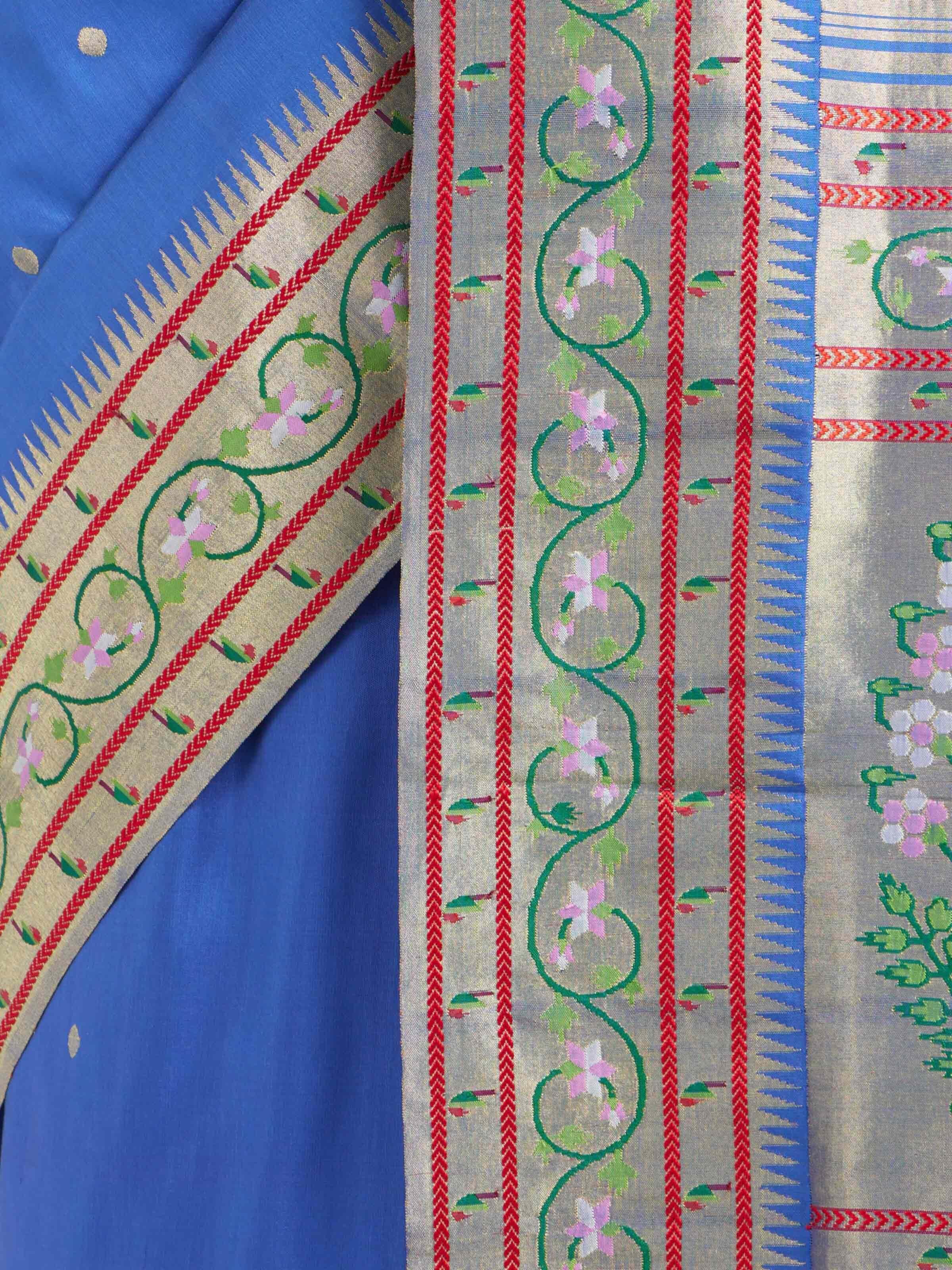 Navy Blue Silk Paithani Zari Ashavli Pallu Saree