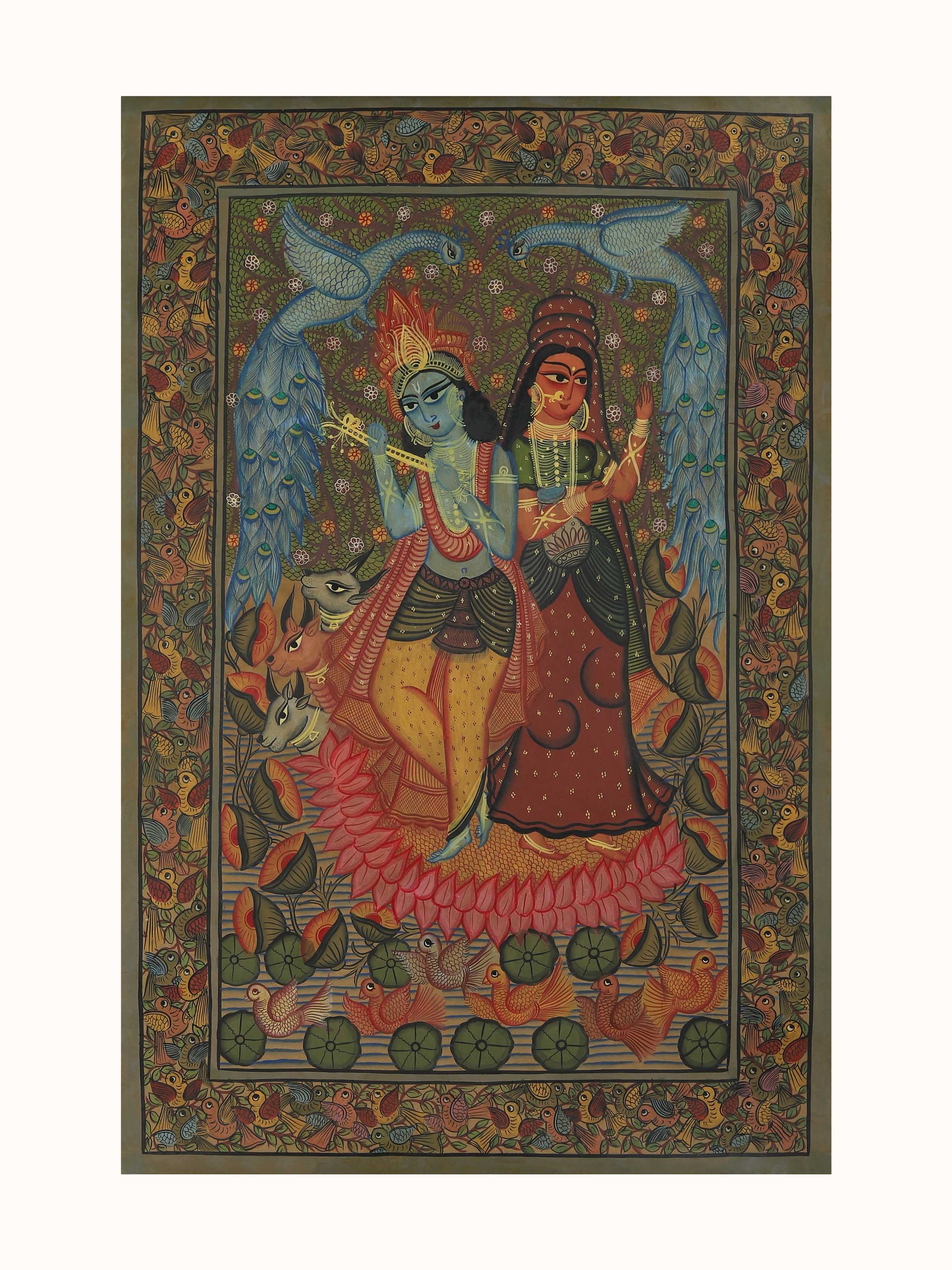 Main view of Radha Krishna Kalighat Painting