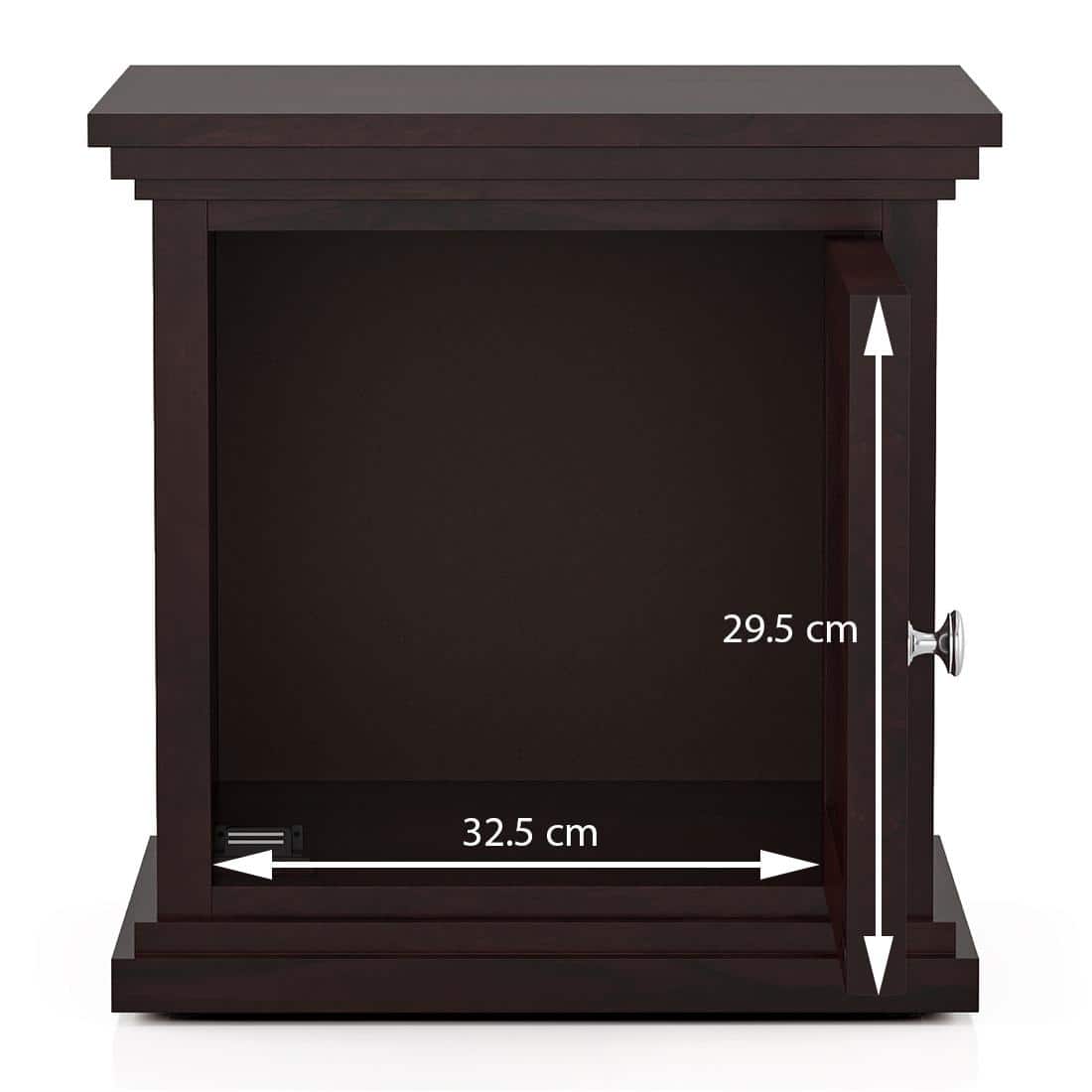 Weave Solid Wood Bedside Table in Mahogany Finish