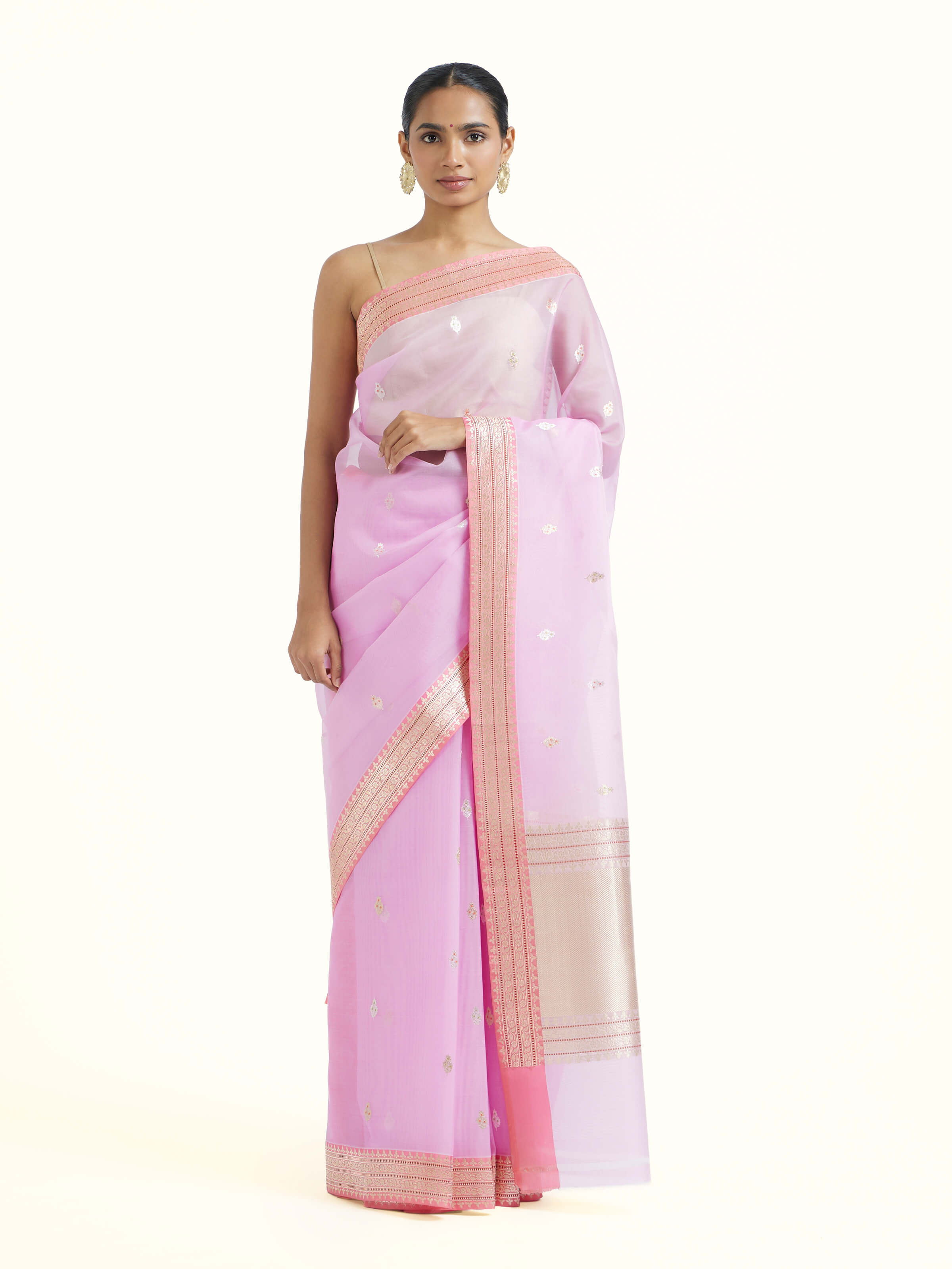 Pink Banarasi Kadhwa Silk Saree