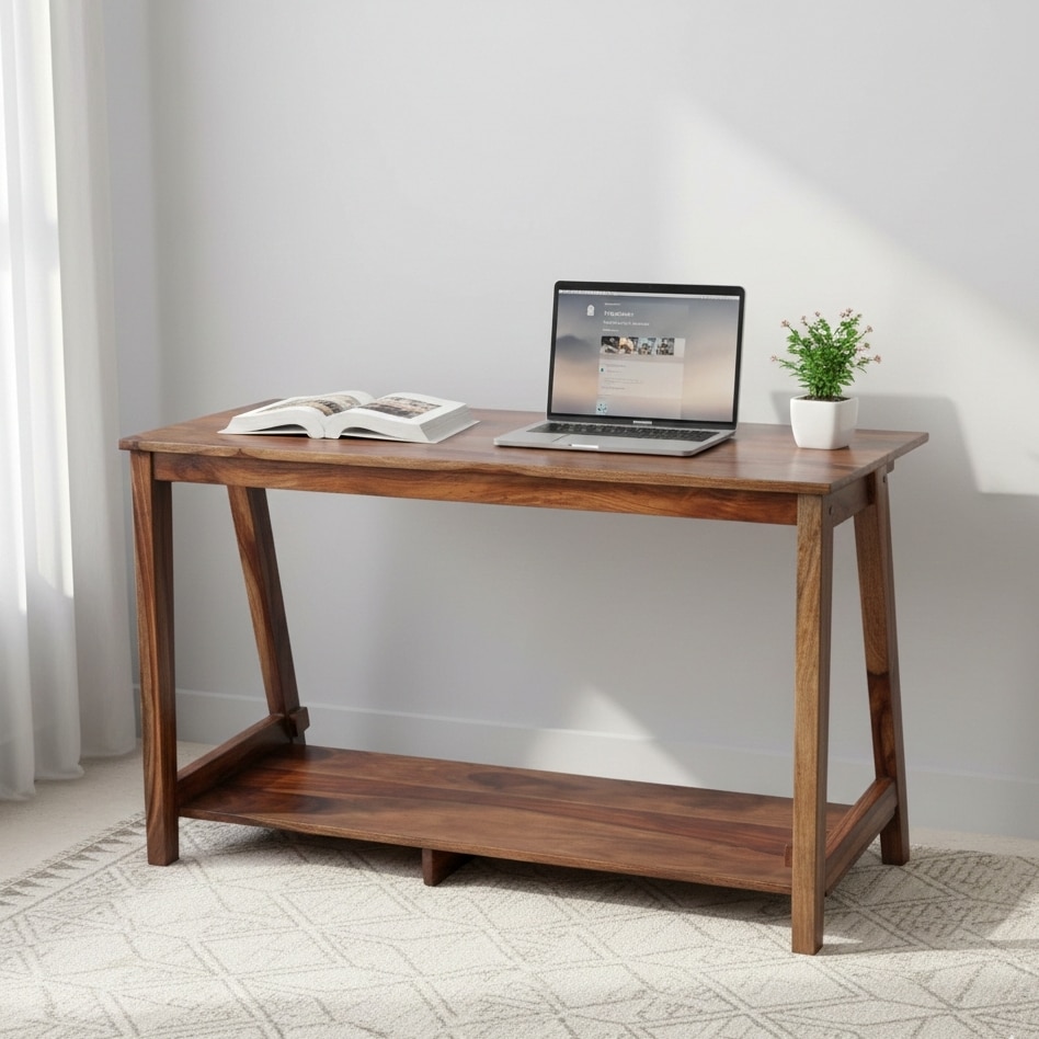 Roswell Sheesham Wood Study Computer Table In Teak Finish