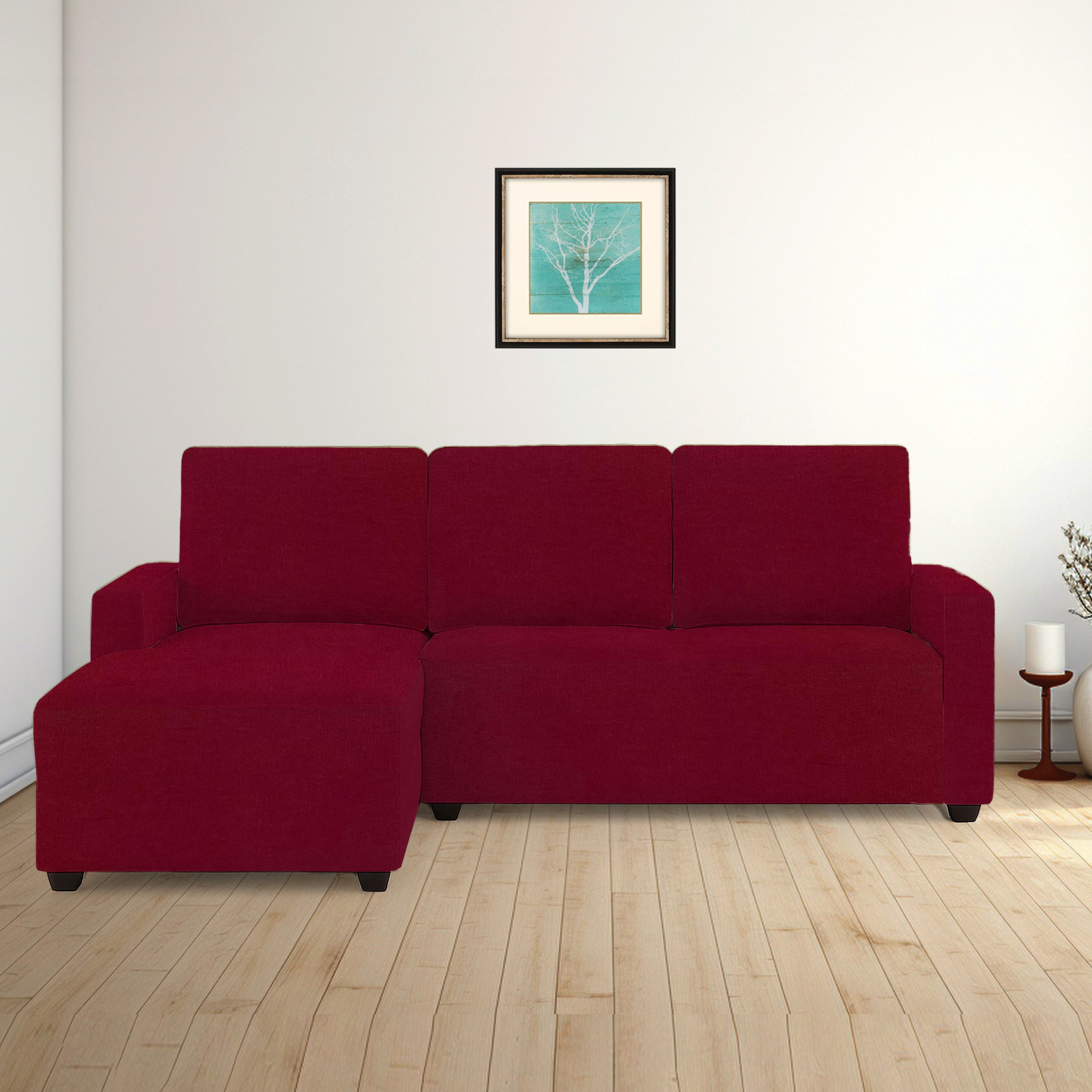 Left Aligned 2 Seater Left Aligned Chaise Magenta Sofa Cover