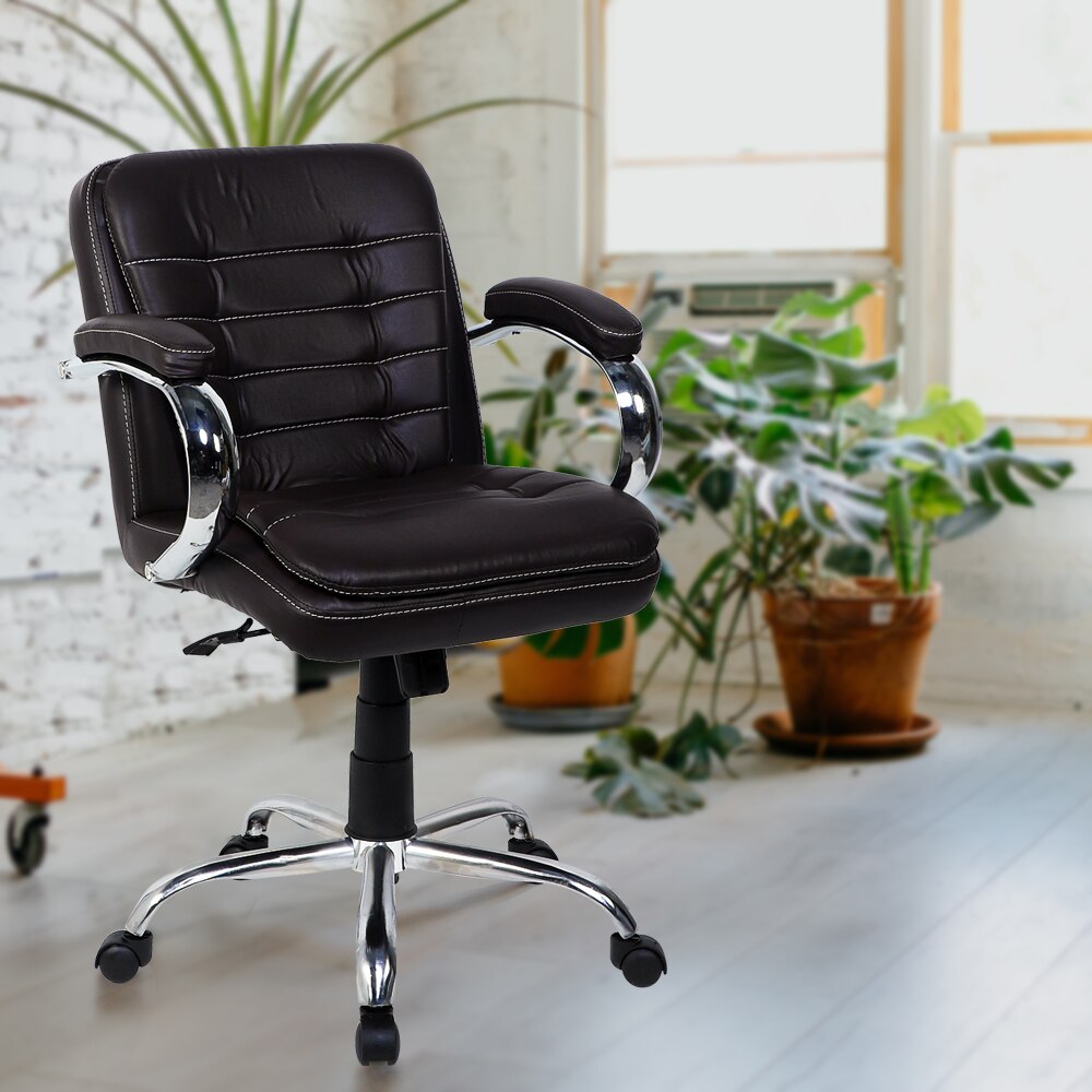 Lavish Medium Back Office Desk Chair (Brown)