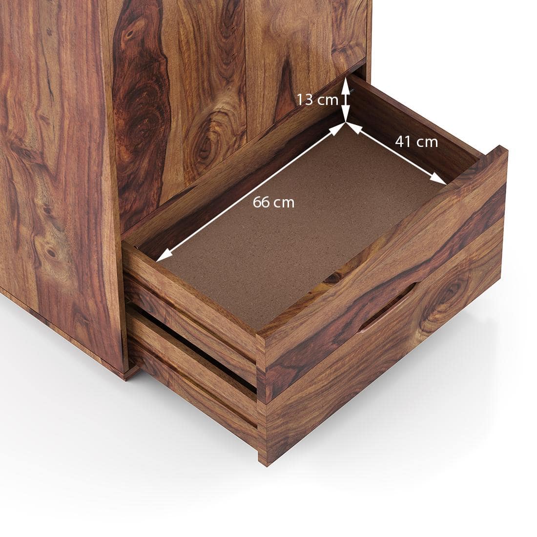 Zephyr Solid Wood 2 Door Wardrobe in Teak Finish