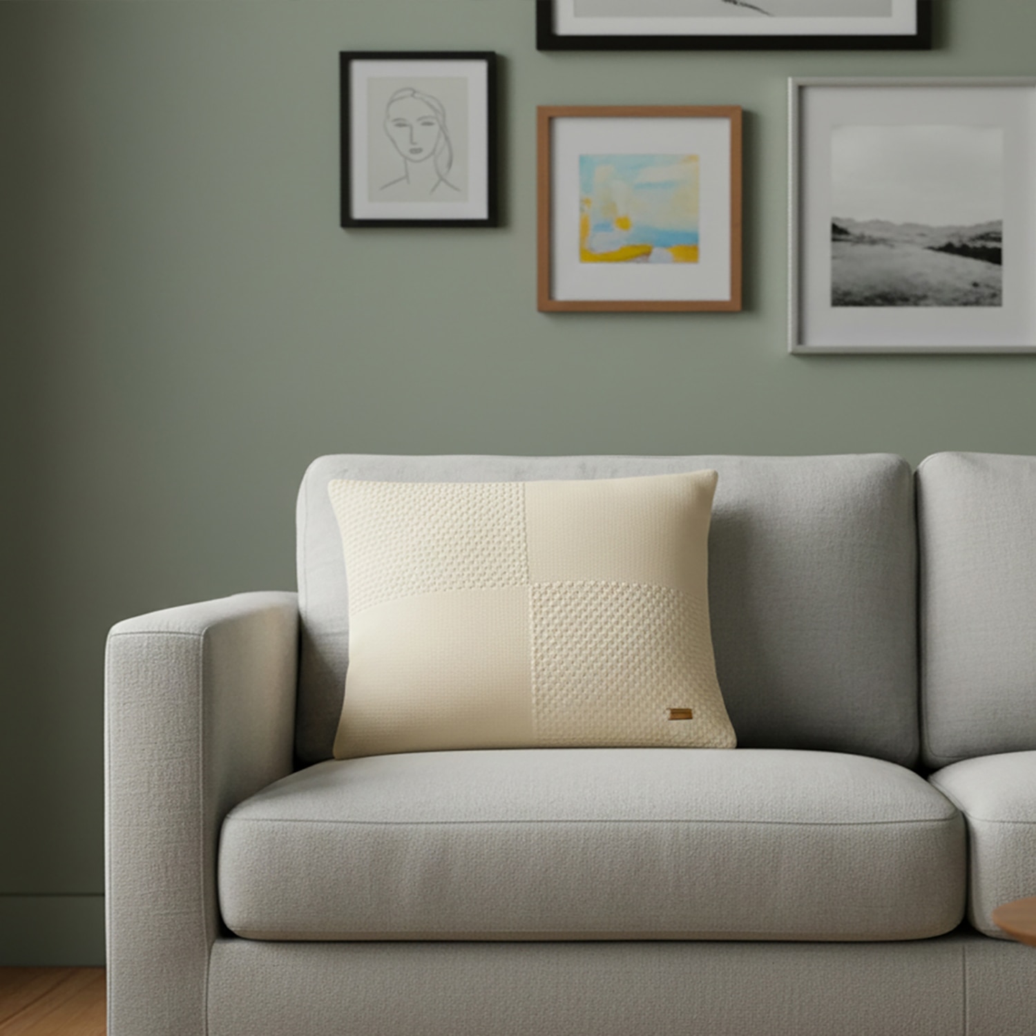 Kelly Fusion Natural Cotton Cushion Cover 18X18 Inches - Pluchi