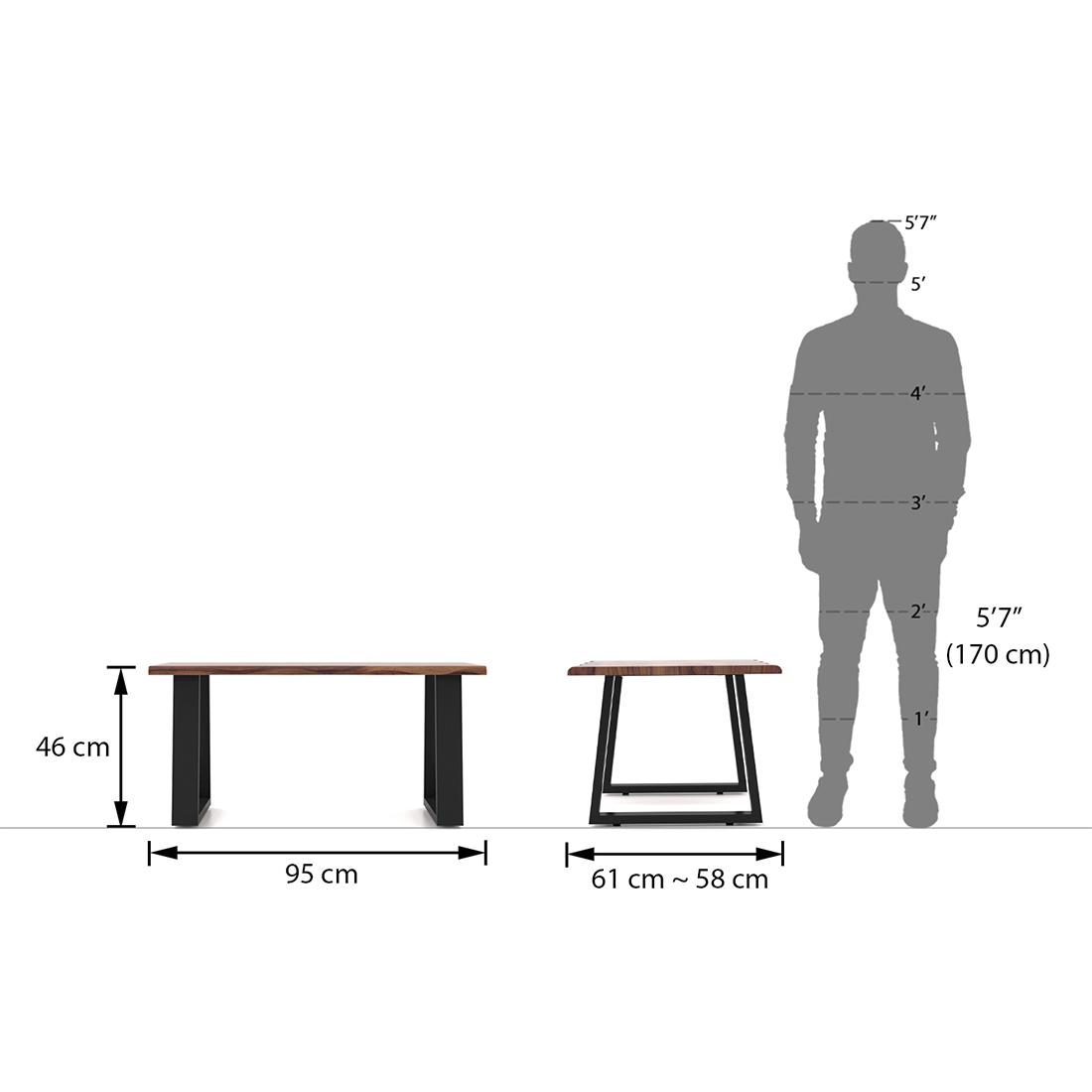 Aquila Live Edge Rectangular Solid Wood Coffee Table In Finish Teak