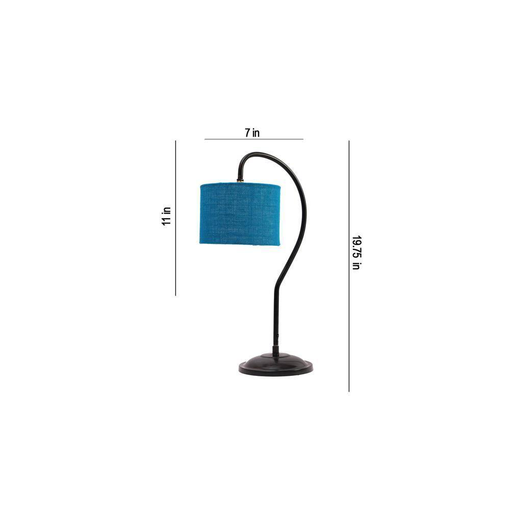 Turquoise Blue Jute Curvy Table Lamp with Iron base(SP44)