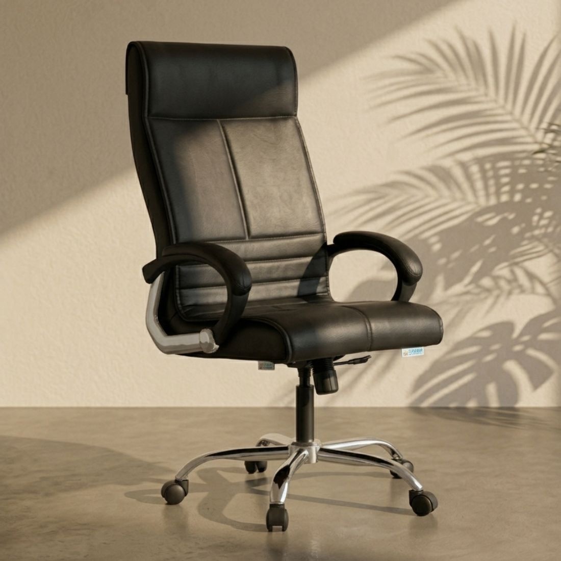 Ettorez Amaze Premium Leatherette High Back Chair In Black Colour