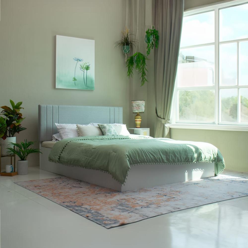 Ananda Engineered Wood Queen Size Bed In White Finish