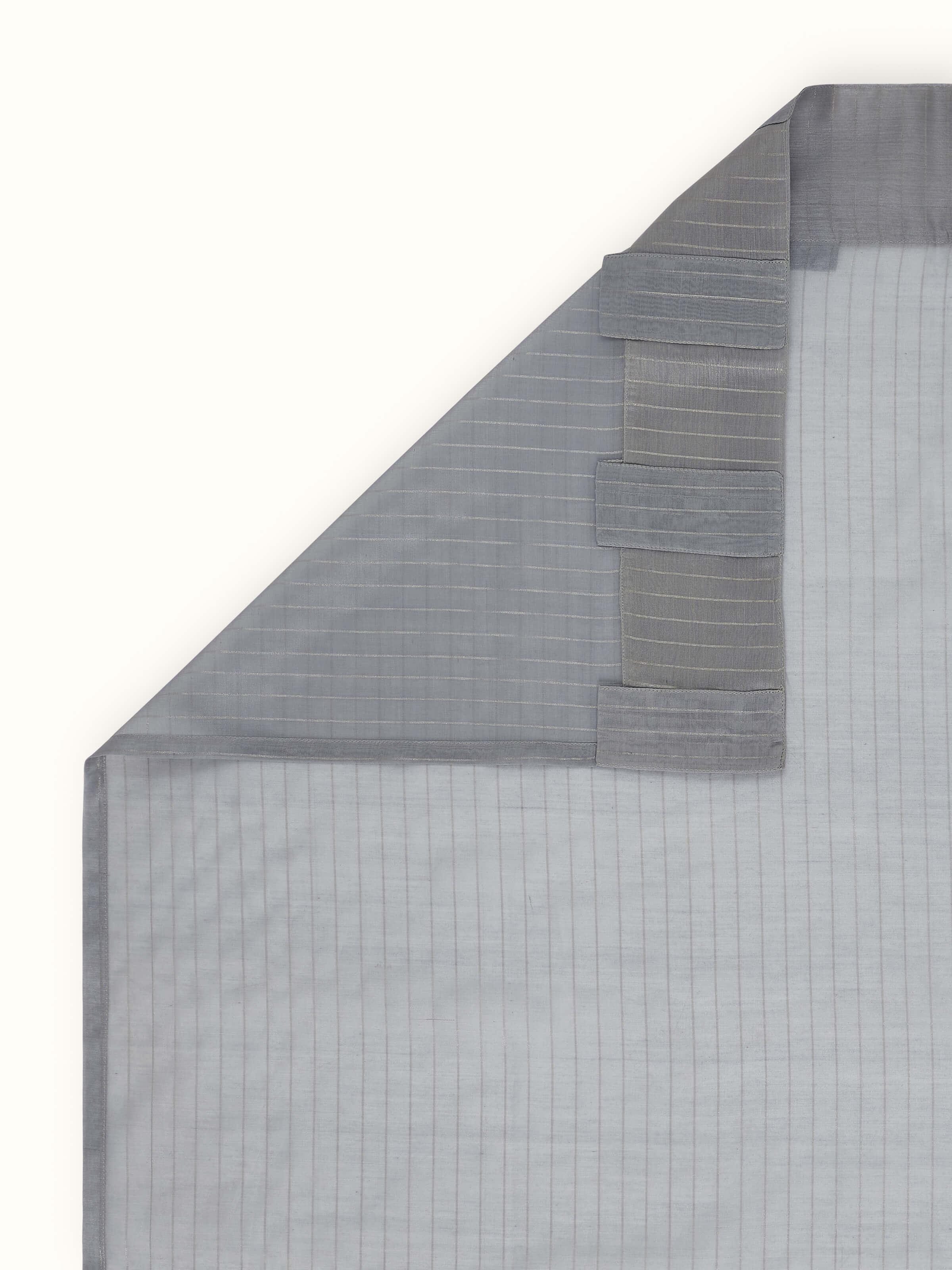 Back view revealing neat stitching and semi-sheer cotton silk blend.