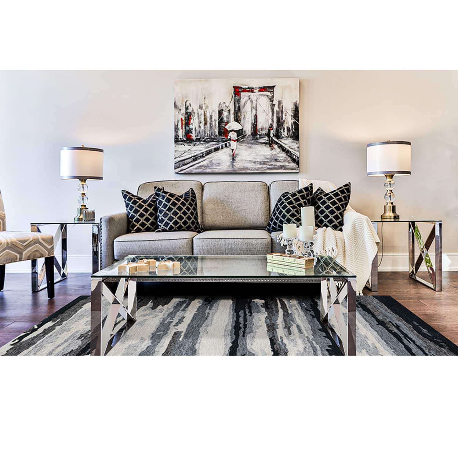 Nyah Dark Gray Abstract Hand-Tufted Viscose 6X4 Feet Carpet