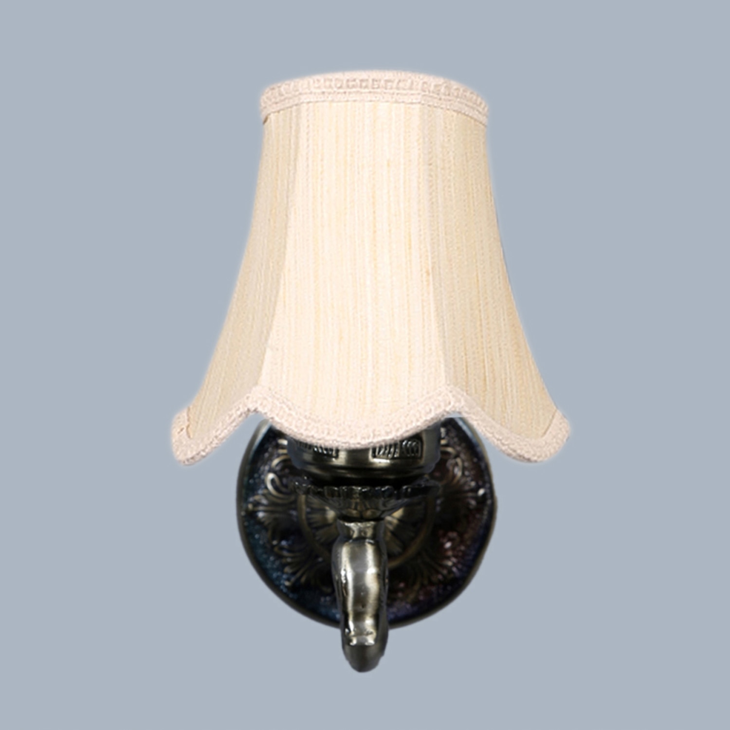 Devansh Gold Antique Wall Mounted Lamp With Off-White Cotton Shade