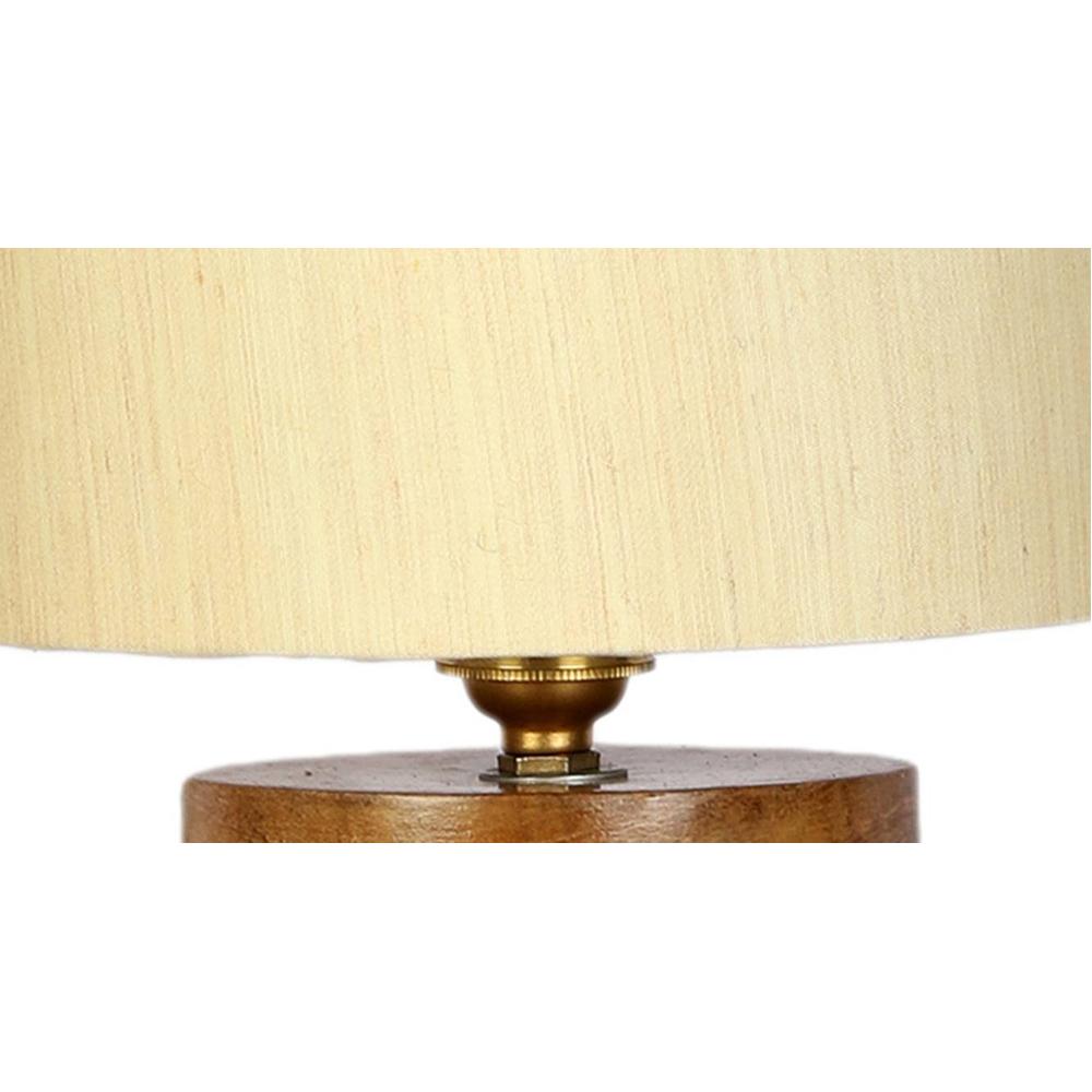 Conrad off-white cotton table lamp with Natural Wood Base