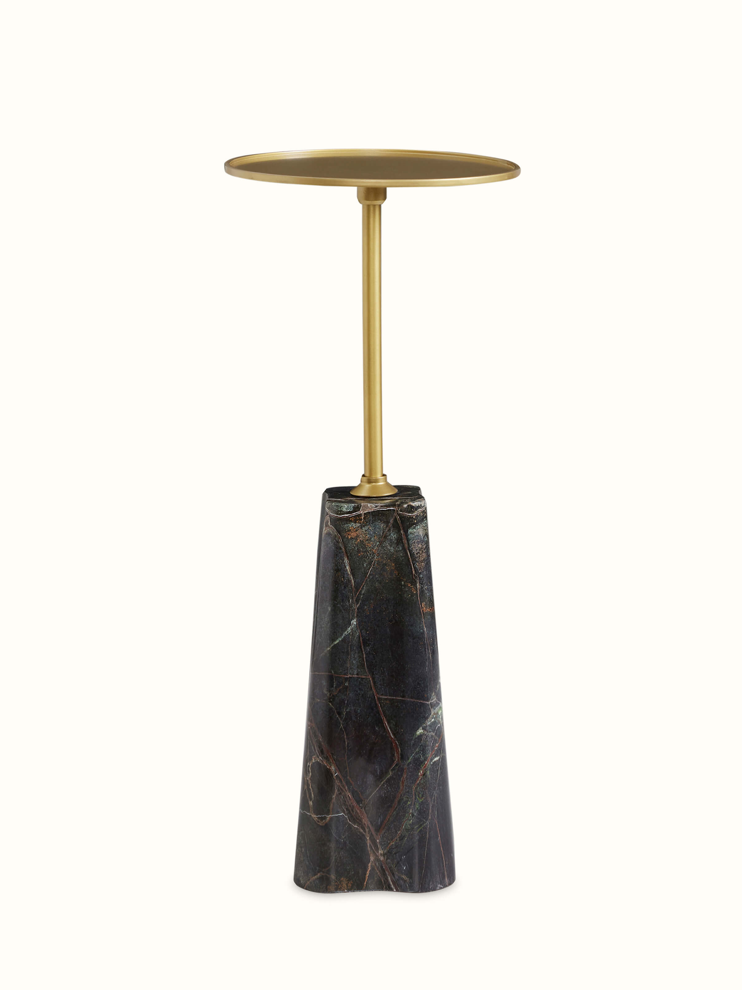 Angled view of Marble Stone Carving Brass Finish End & Side Table