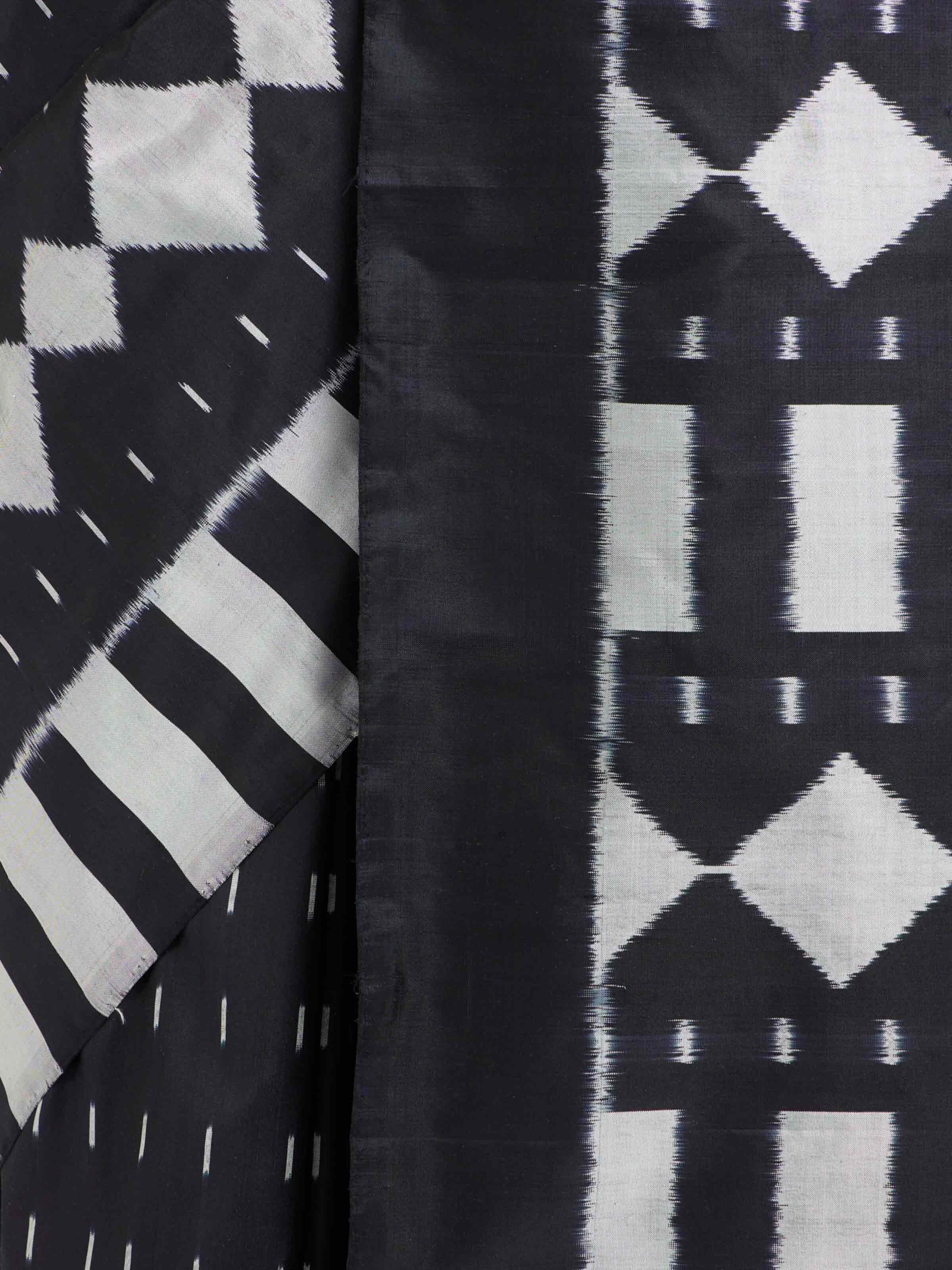 Black Silk Pochampally Single Ikat Saree
