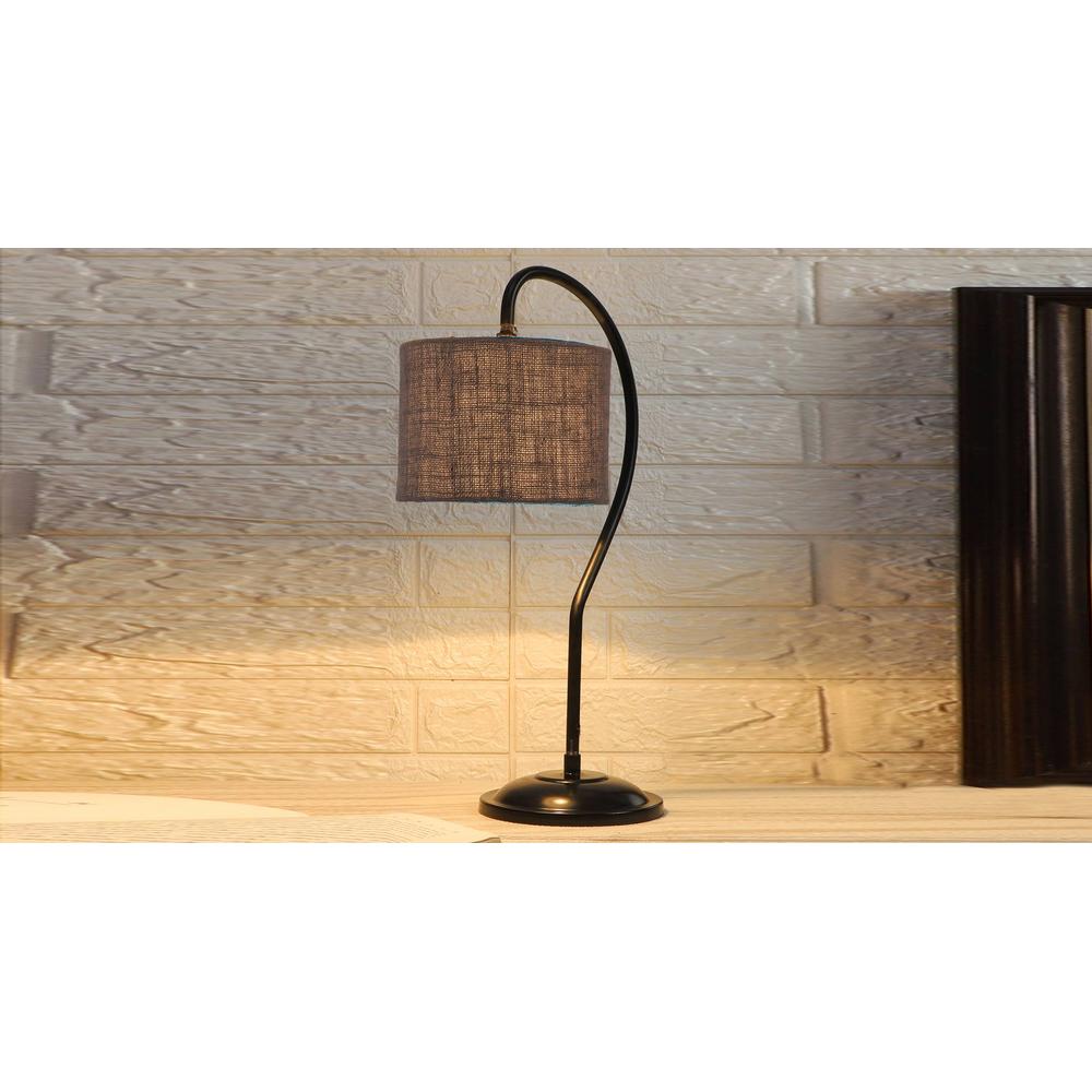 Grey Jute Curvy table lamp with Iron Base (SP20)