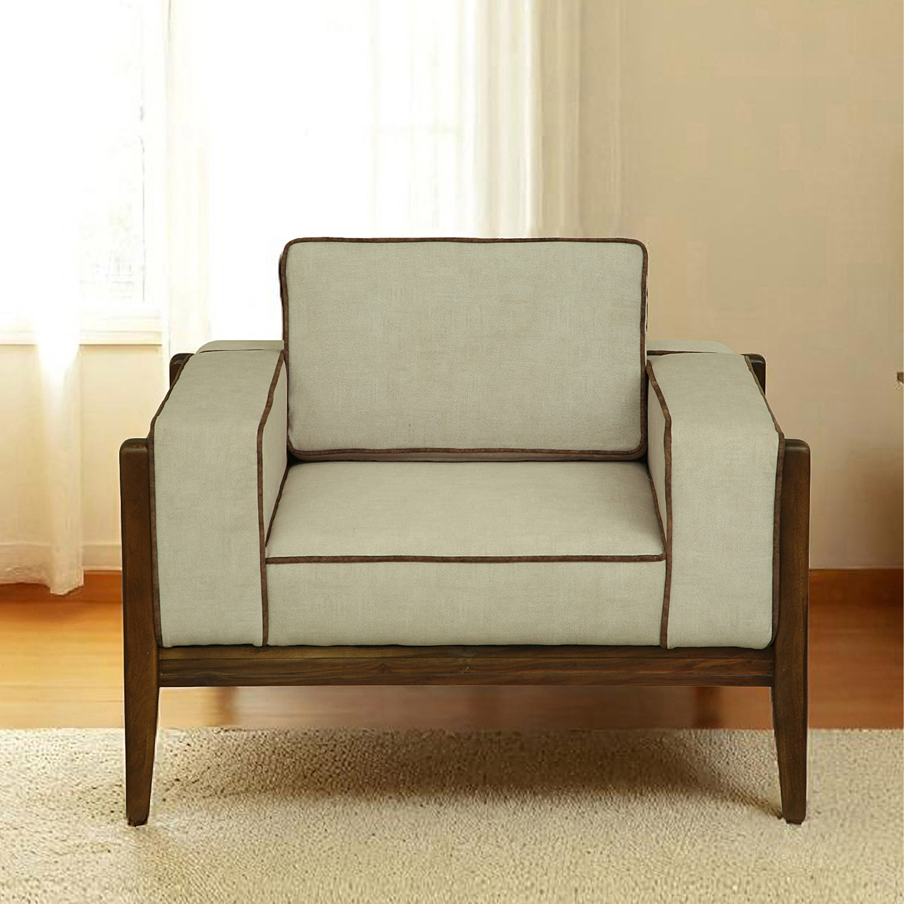 Boston 1 Seater Sofa In Beige Colour - Vintage Home