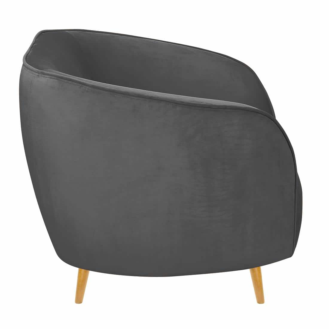 Nero Velvet 1 Seater Sofa in Dark Grey Colour