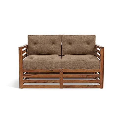 Raymond Wooden Sofa - Teak Finish (Safari Brown) (Finish : teak; Custom Set - Sofas : 0002; Standard Set - Sofas : none; Sofa Material : fabric; Sofa Size : regular; Sofa Type : regular; Colour : safari brown)