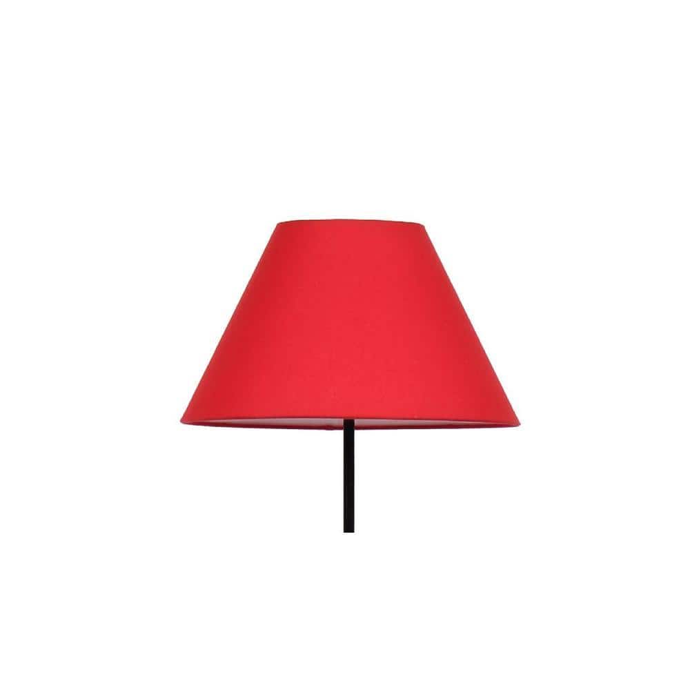 Edison Red Fabric Floor Lamp with Black Iron Base