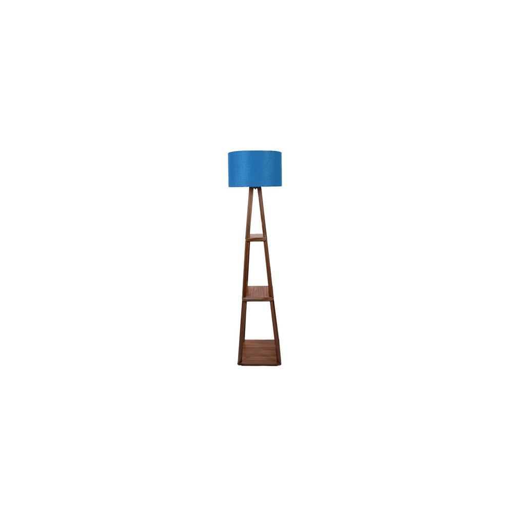 Olivia Blue Cotton Shade Floor Lamp