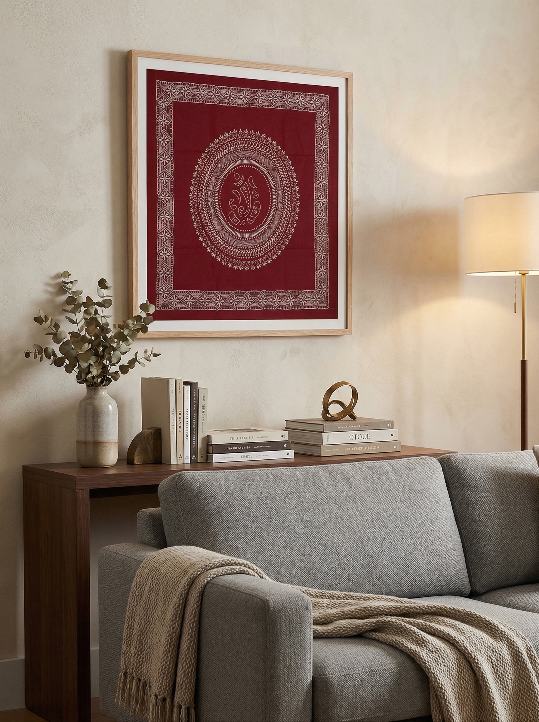 Main view of Aipan Ganesh Chowki Mandala Painting