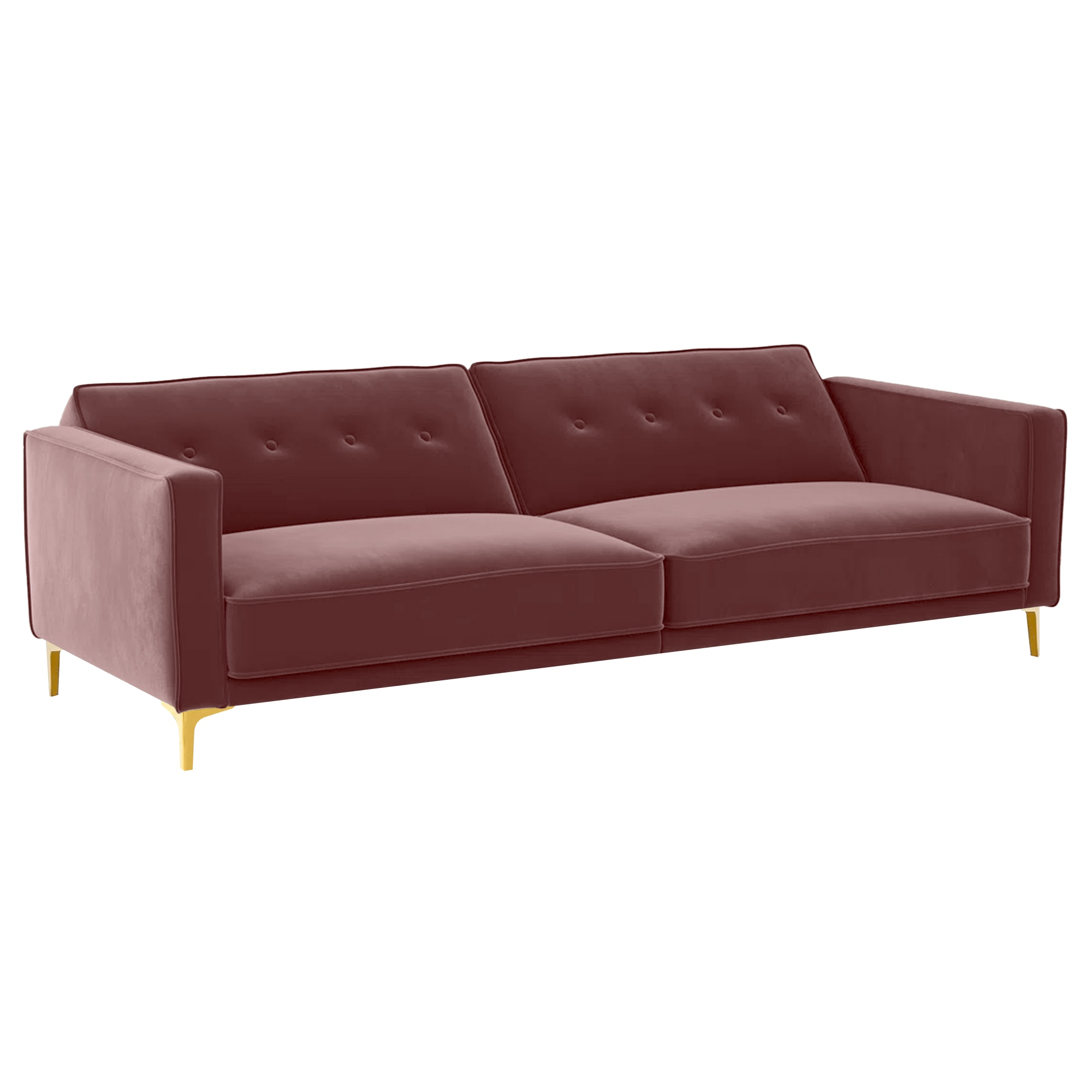Calisa 3 Seater Velvet Sofa Cum Bed in Pink colour