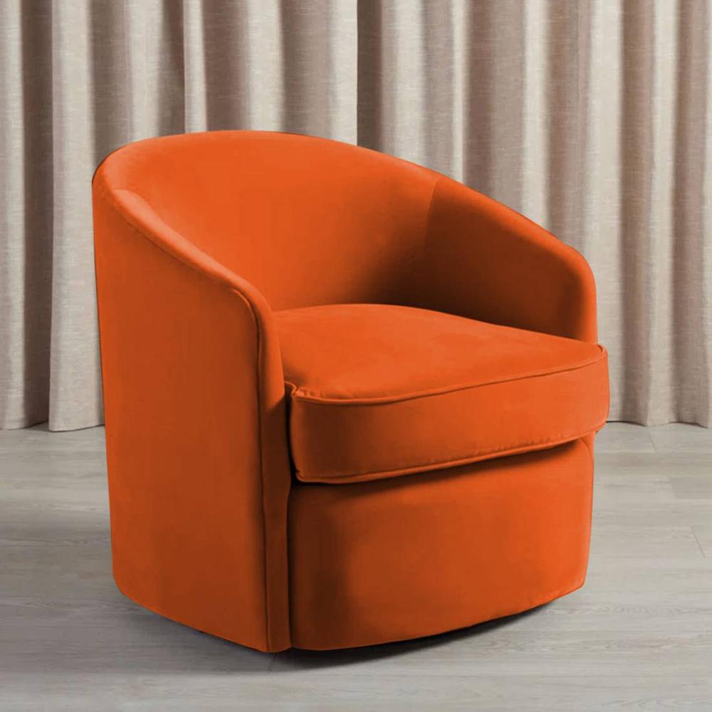 Andean Swivel Solid Wood Accentrel Chair in Orange Colour