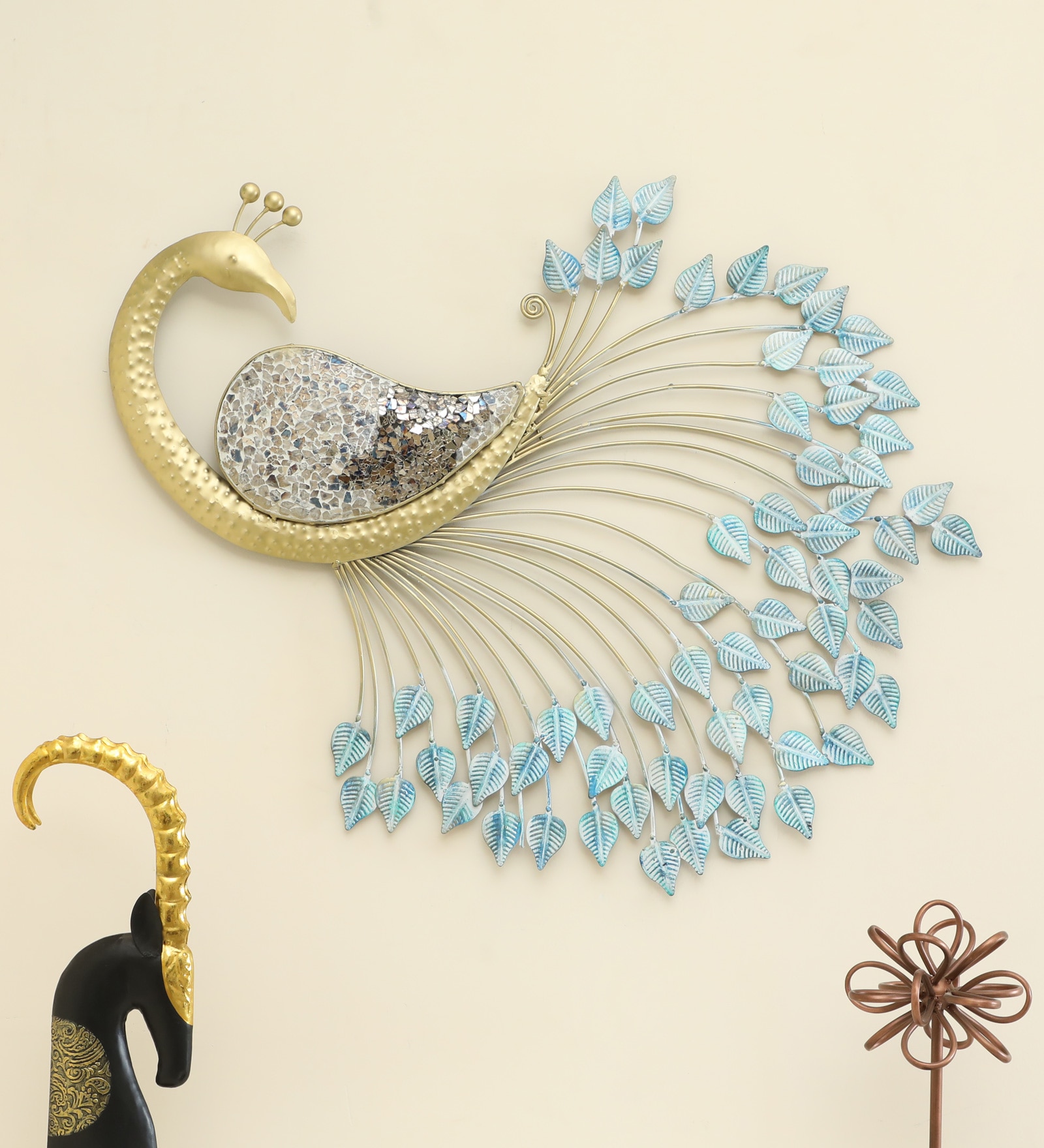 W-NIHAAL Abstract Metal Wall Decor in Multicolor Set of 1 - Vedas Exports