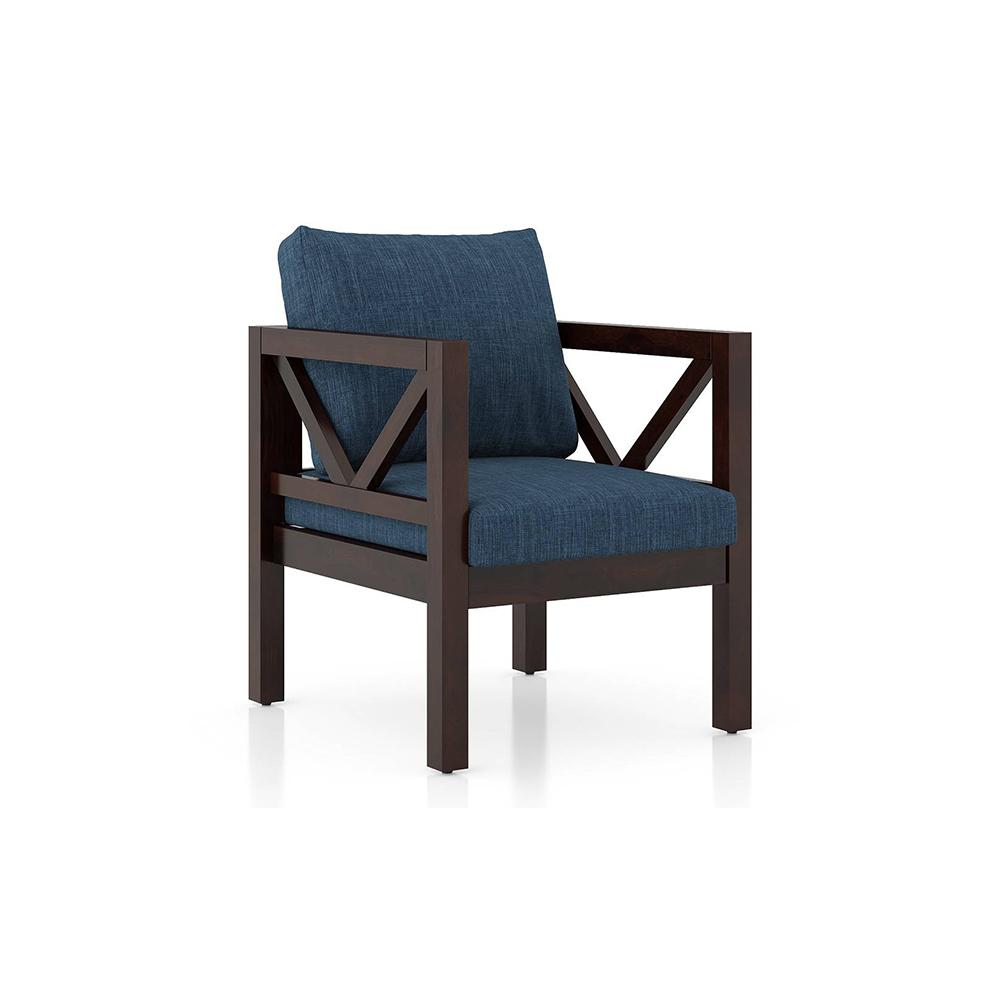 Alden 1 Seater Wooden Sofa (Indigo Blue Honduras)