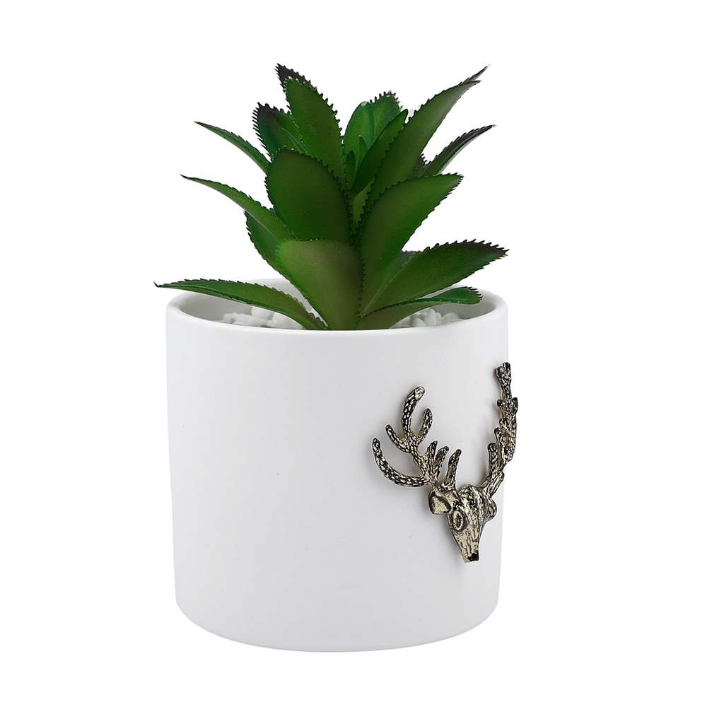 White 1 Pieces Succulent Artificial Plant With Pot