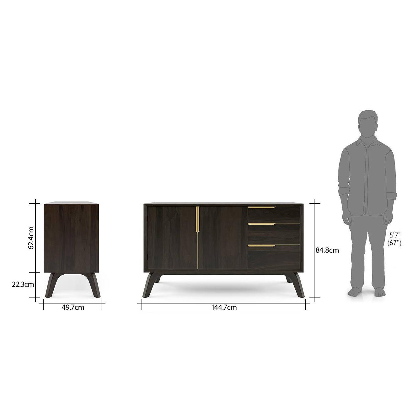 Taarkashi Solid Wood Sideboard in American Walnut Finish