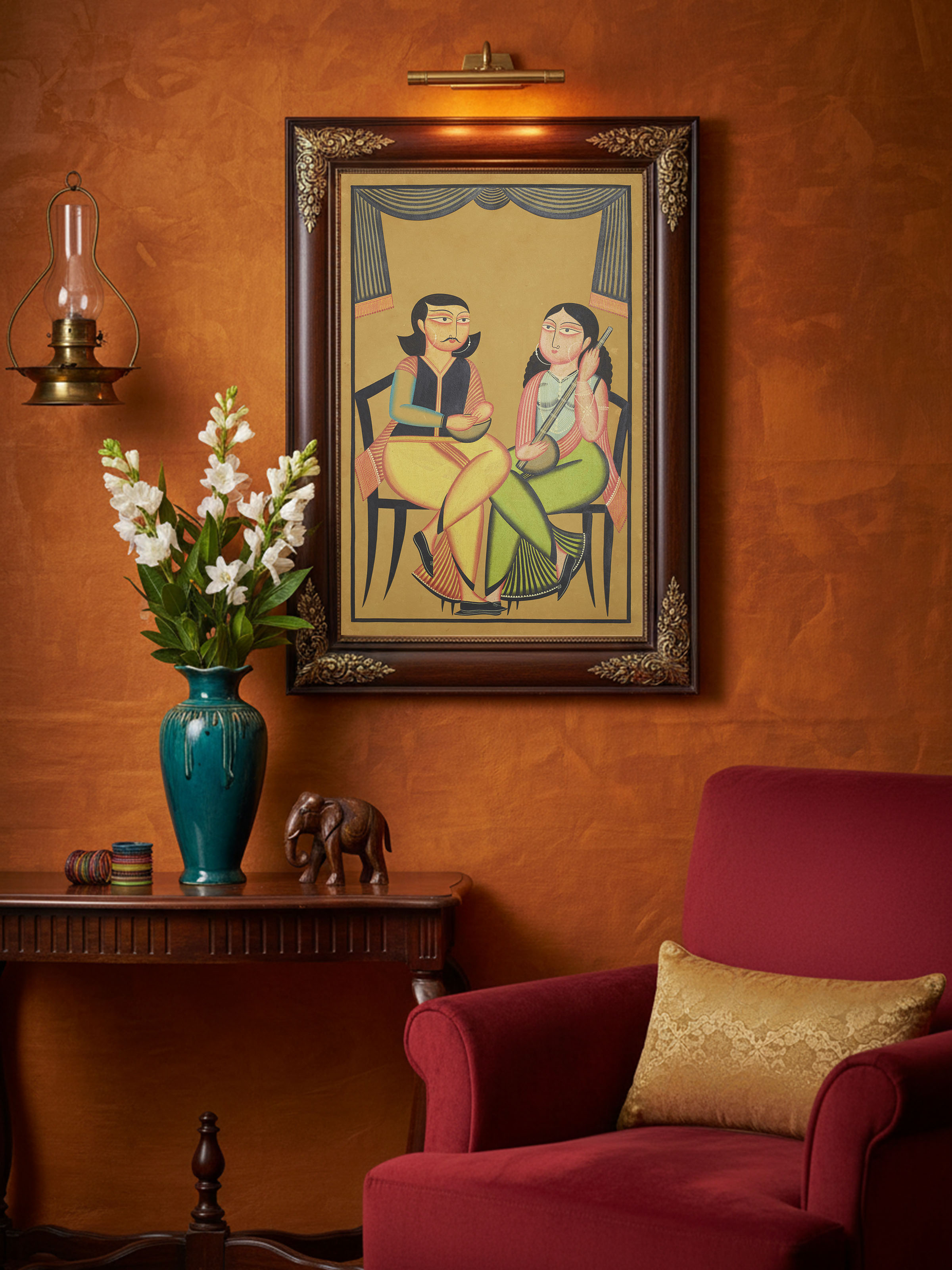 Lifestyle view of Babu Bibi Kalighat Painting