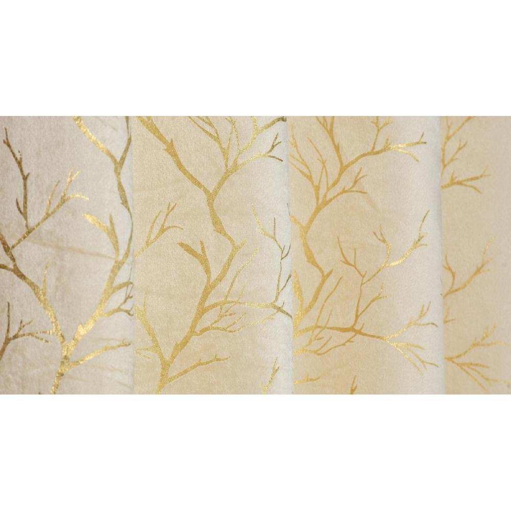 Golden Velvet Abstract Pack of 2 Pieces Blackout Window Curtain