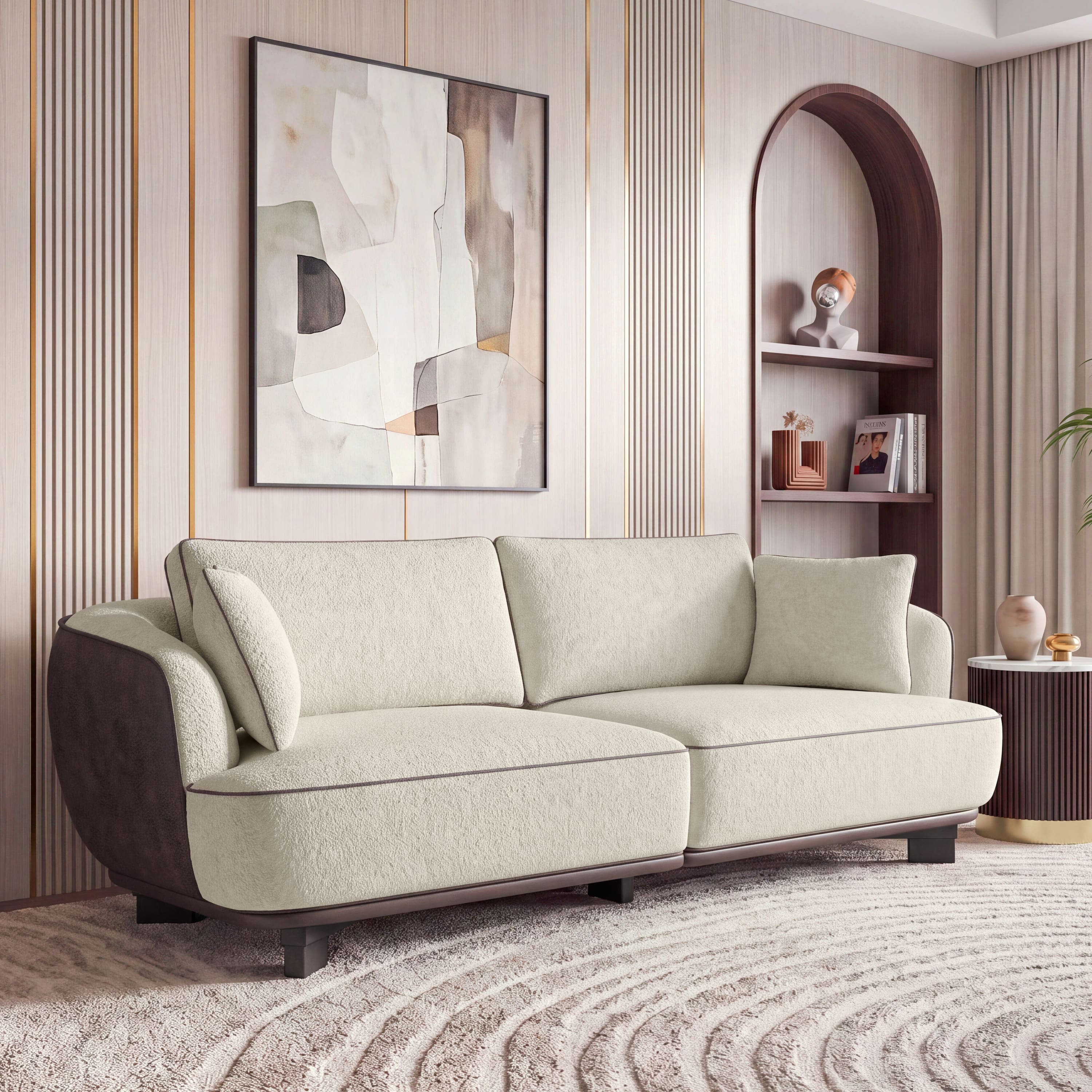 Aster 3 Seater Sofa In Dual Tone Beige And Chocolate Colour