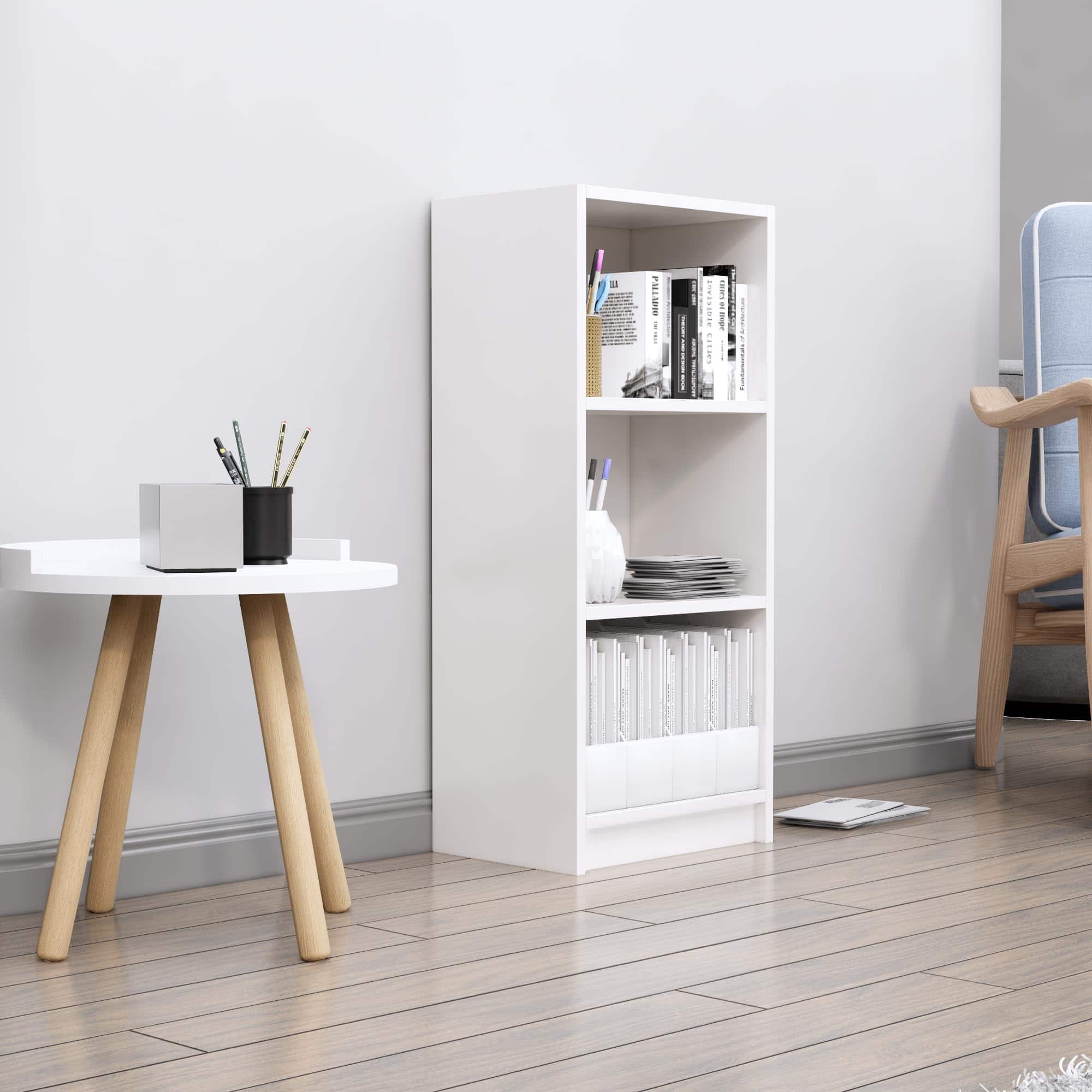 Hexa Engineered Wood Bookshelf Multipurpose Storage Rack in Frosty White Colour - HexaRed