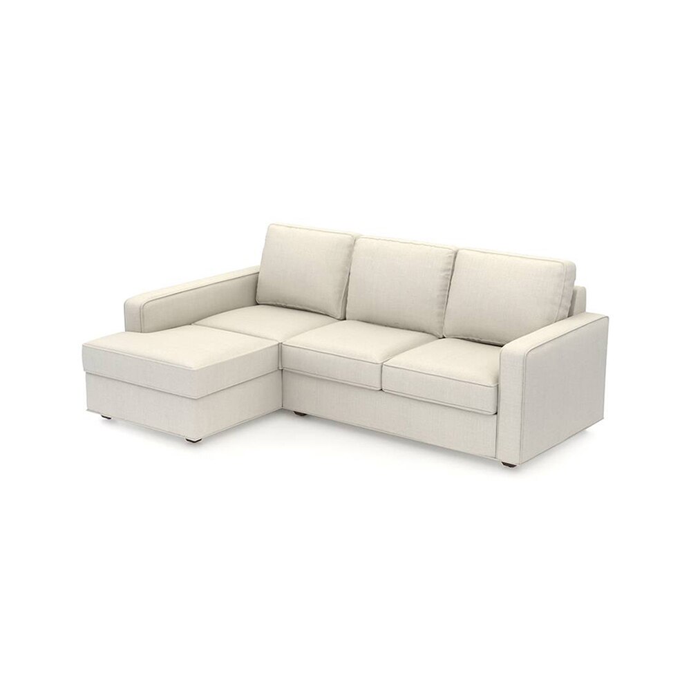 Apollo Sofa (Colour : Pearl, Cushion : Soft, Back Type : Regular, Seating Capacity : Left Aligned 2 Seater + Left Aligned Chaise + Ottoman)